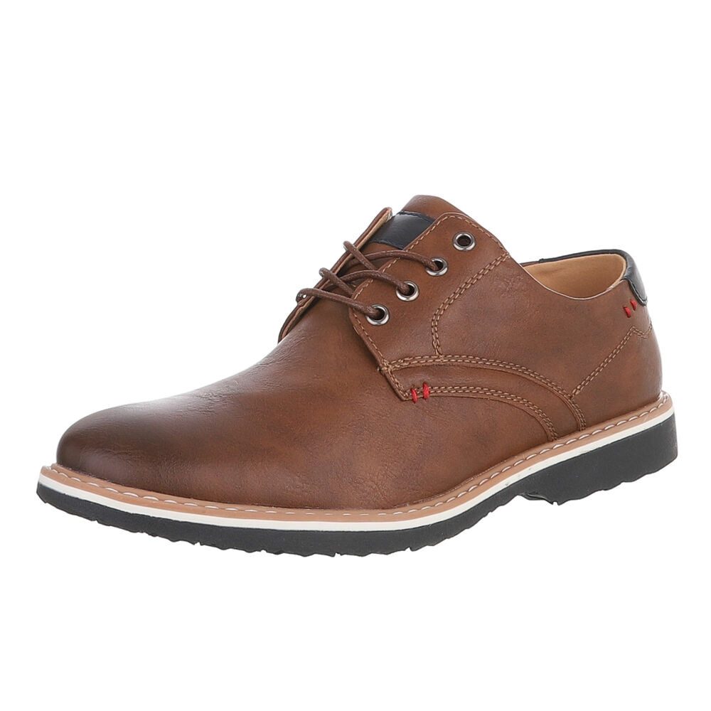 Coolwalk Herren Schnürschuh Leder-Optik mit Profilsohle Schnürschuh (92422574) Blockabsatz Schnürer in Braun