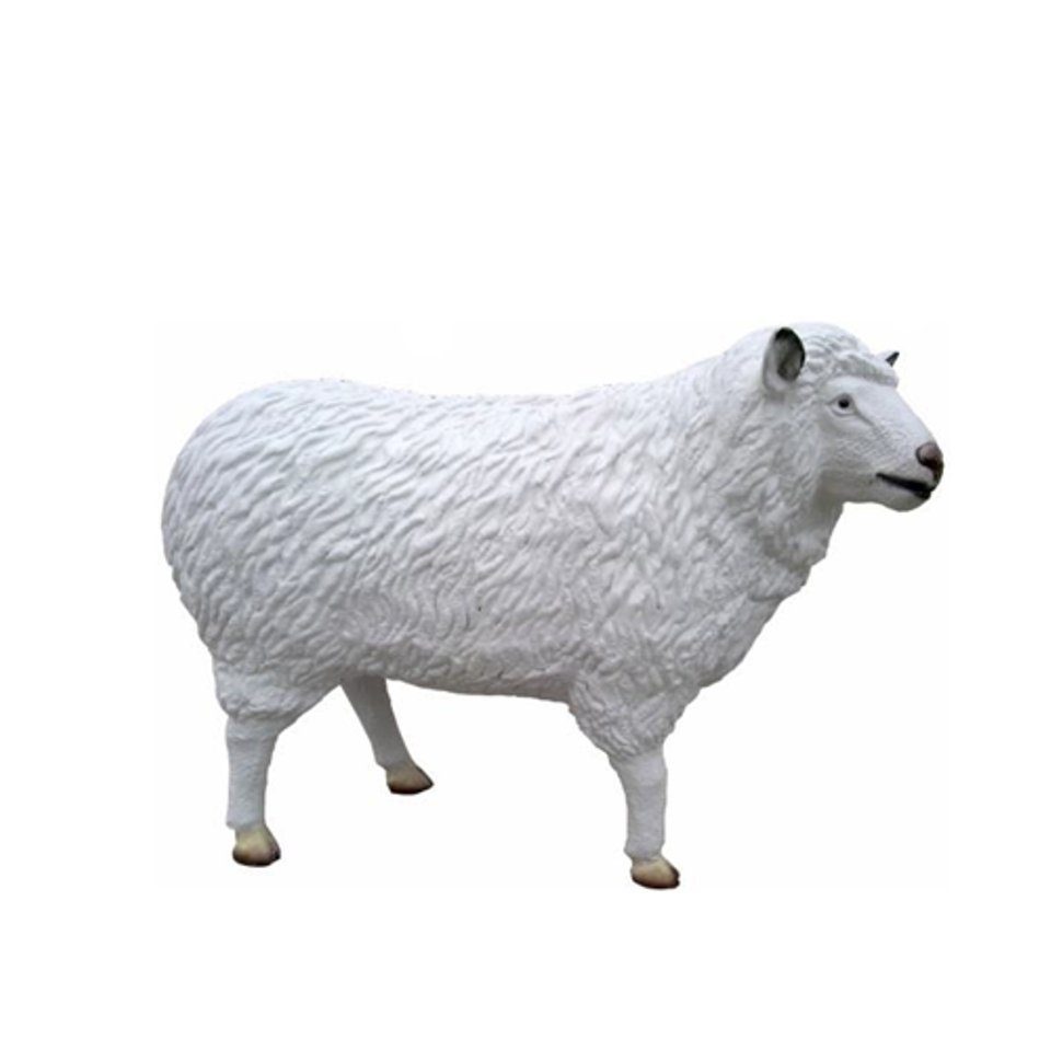 Skulptur Neu Deko Design Schaf aus Dekoration Weiß Tier Skulptur Kunststoff Garten Modern JVmoebel