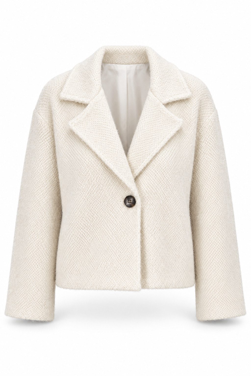 ITALY VIBES Jackenblazer - Modischer Cropped Damenblazer aus Flauschstrick mit Reverskragen ONE SIZE - passend von Größen XS bis L