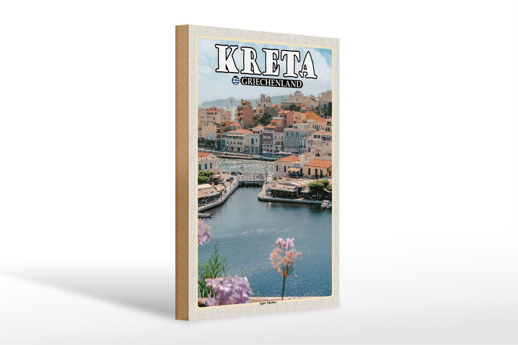 Holzbild Reise 20x30cm Kreta Griechenland Agios Nilolaos