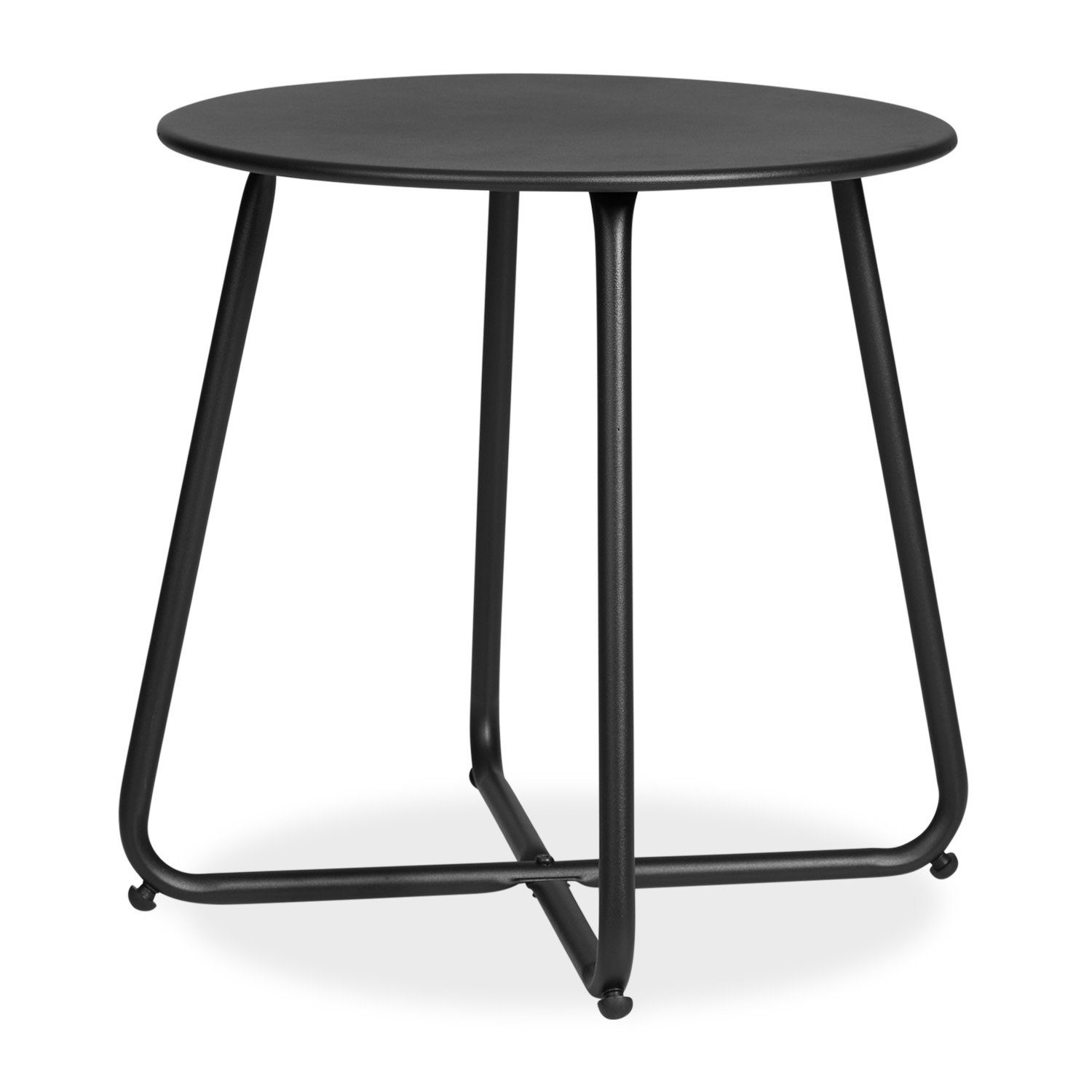 Homestyle4u Beistelltisch Gartentisch Rund Metall Balkontisch Tisch Kaffeetisch 45 cm, Schwarz