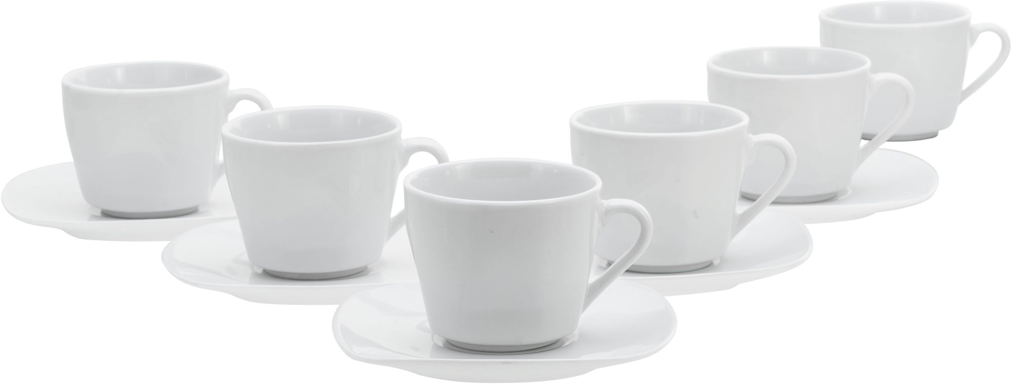 creaTable Tasse Square Weiss, 12-tlg., Porzellan, 200 ml, 12-teilig