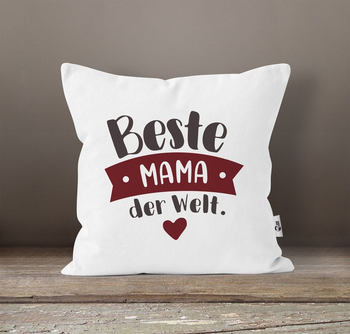 Dekokissen bordeaux weiß Beste/r MoonWorks der Moonworks® Geburtstag Danke Mama/Papa Papa Weihnachten Geschenk Mama Welt Kissenbezug sagen Beste Mama