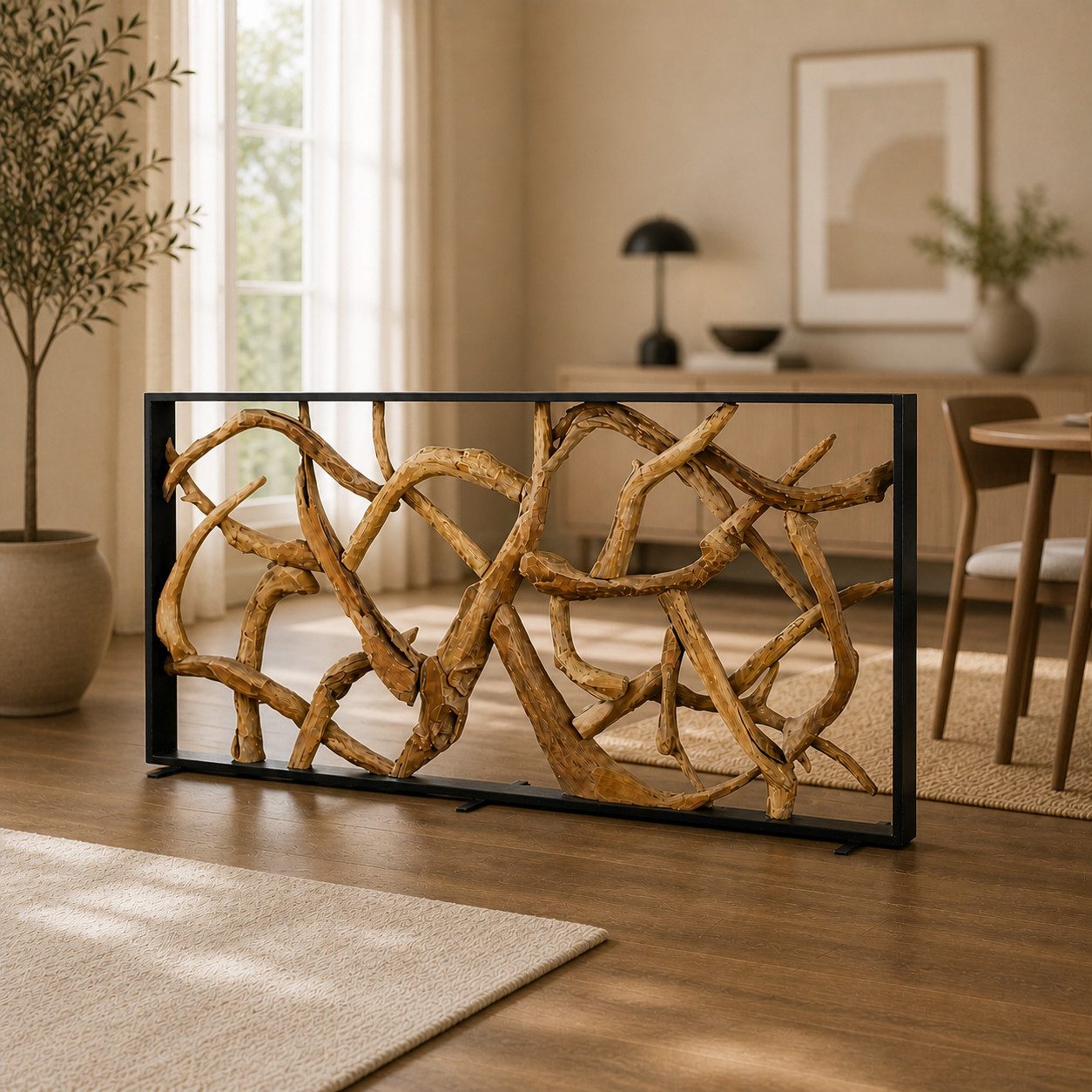 Möbel Bressmer Raumteiler NAGA Teakholz Raumteiler, Raumteiler Holz,handgefertigt,220cm x 100cm