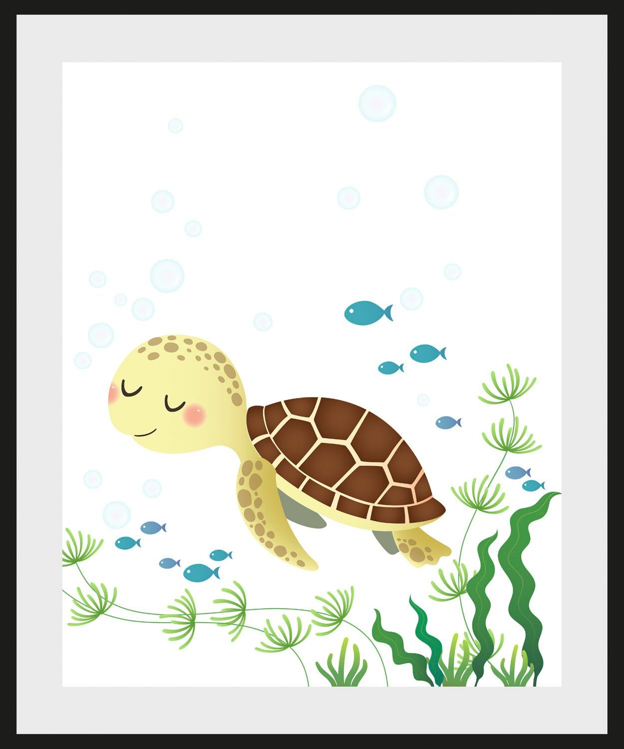 Lüttenhütt Bild Crush, Pflanzen, Pflanzenbilder, Schildkröten, Unterwasserwelt (1 St), mit Rahmen, schwarz