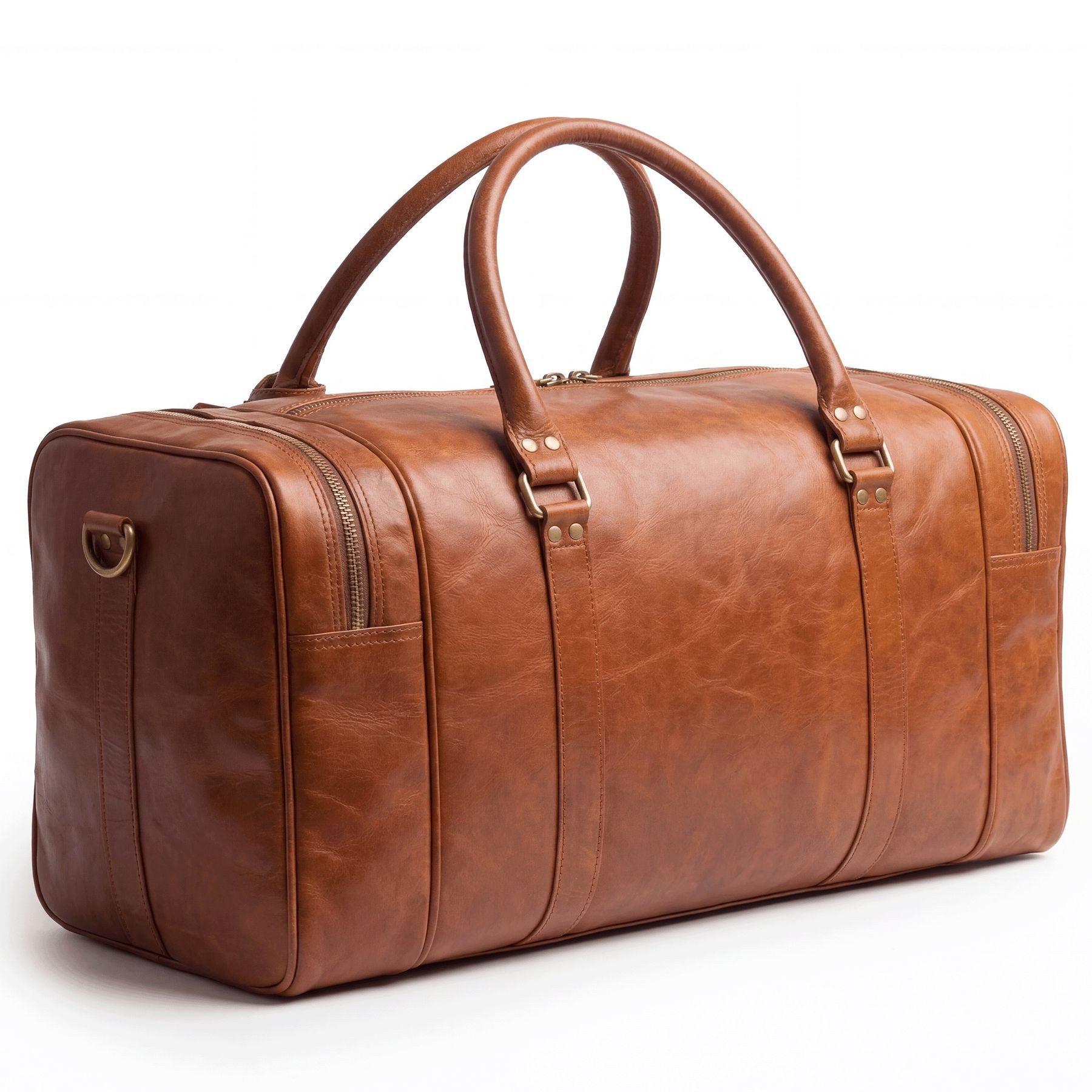 SID & VAIN Reisetasche Weekender aus Leder Unisex LANDON in vintage-braun, Hochwertige Reisetasche Ziegenleder 60 cm in Braun-cognac – Bild 4 von 5