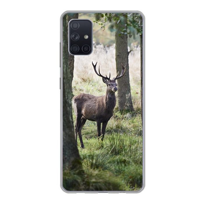 MuchoWow Handyhülle Hirsche - Bäume - Gras Phone Case Handyhülle Samsung Galaxy A71 Silikon Schutzhülle