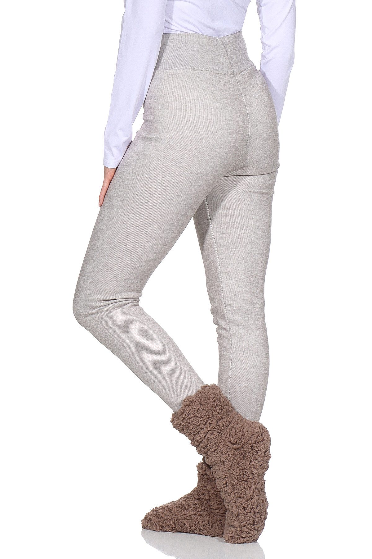 OriginalYou Thermoleggings Damen Leggings warme Thermo Leggings gefüttert Nadelstreifenoptik breiter und hoher Komfortbund, weiches Thermofleece