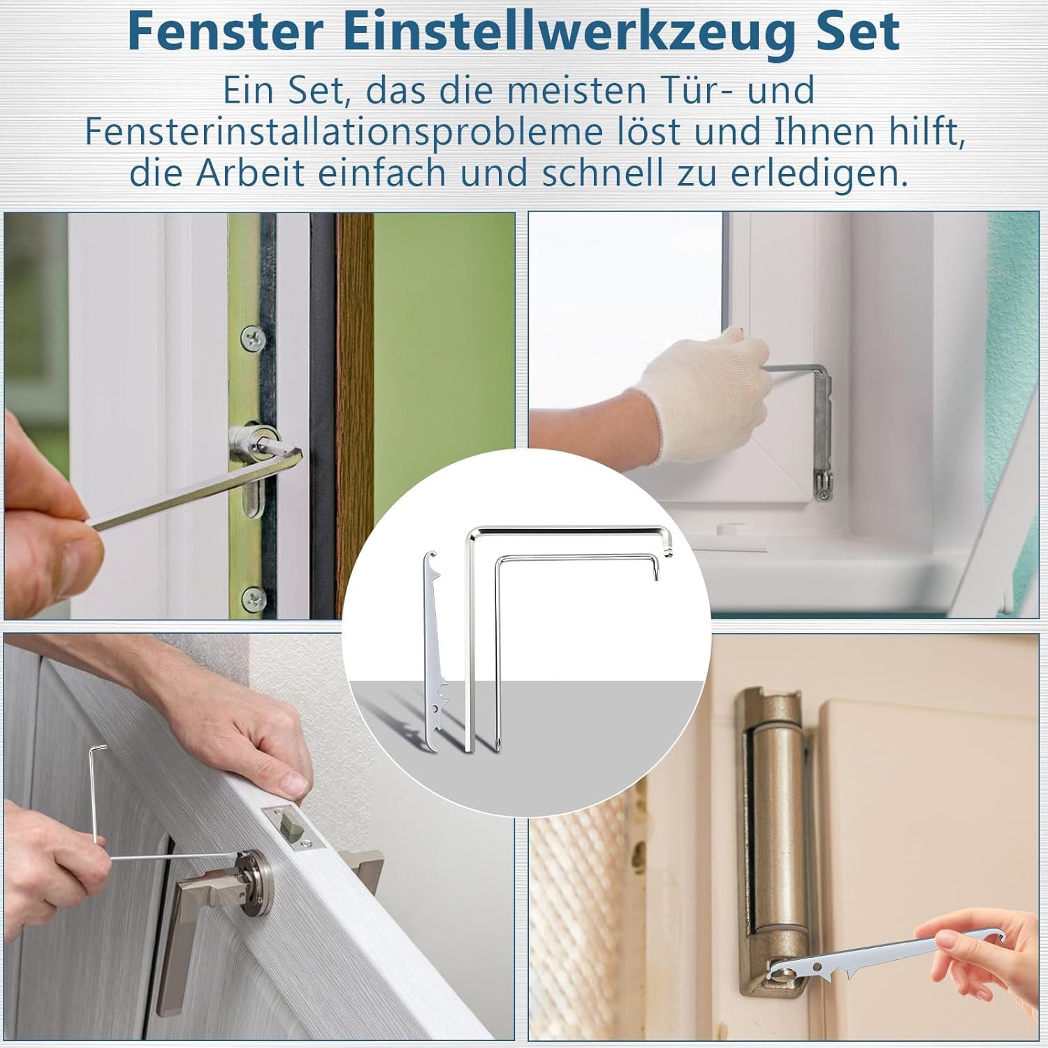 FOUORTUNATE-BEE Ringschlüssel 3-tlg. Fenster-Einstellwerkzeug-Set aus Stahl für Türen & Fenster (3 St), Fenster-Werkzeugset mit 2 Einstellschlüsseln & 1 Ecklage – Bild 5 von 5