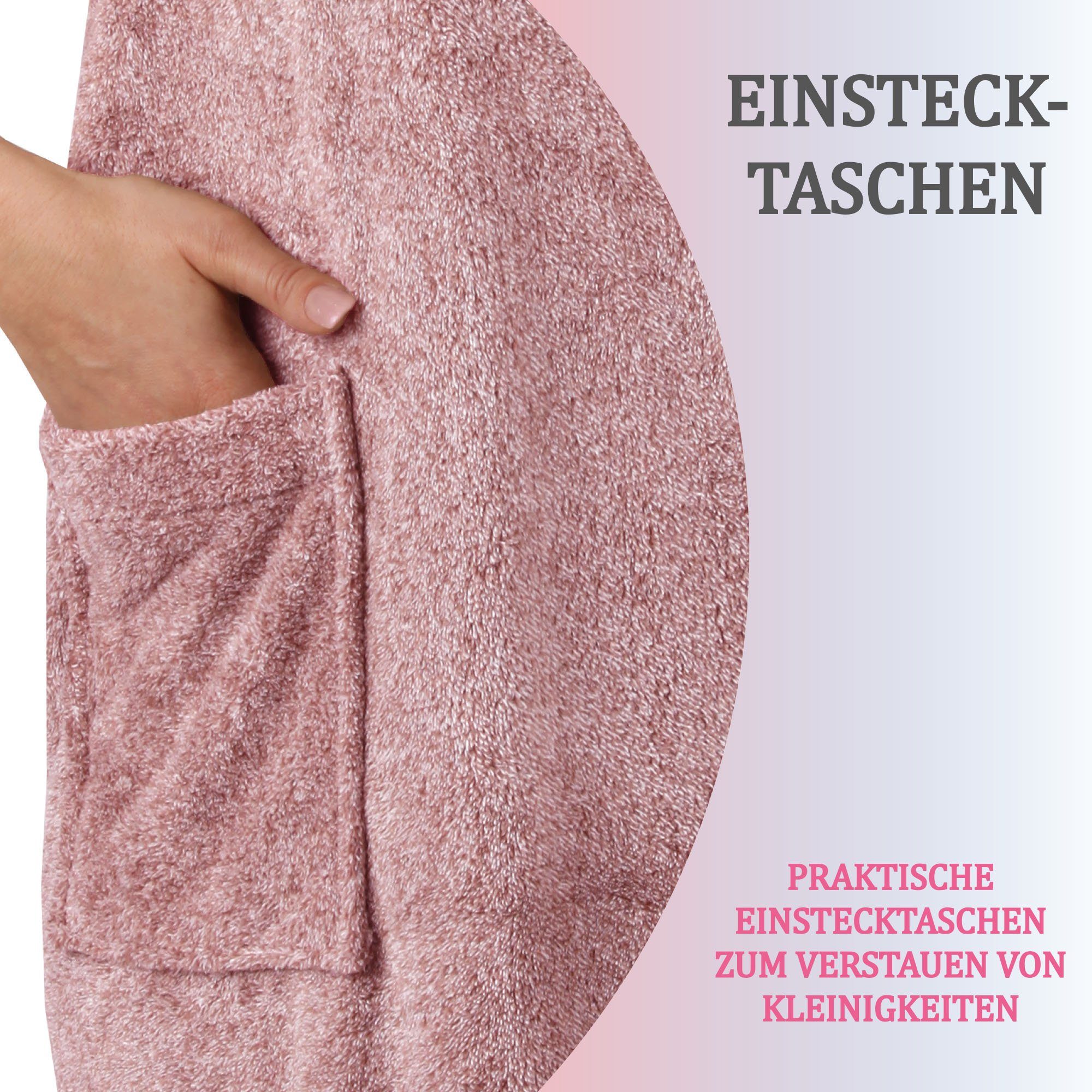 Bestlivings Damenbademantel Hausmantel Cozy, extra lang, Kuschelig, Kapuze, Gürtel, Bademantel mit Kapuze, weich flauschig saugstark für Sauna und Spa