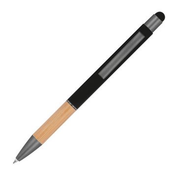 Livepac Office Kugelschreiber Touchpen Kugelschreiber mit Griffzone aus Bambus / Farbe: schwarz