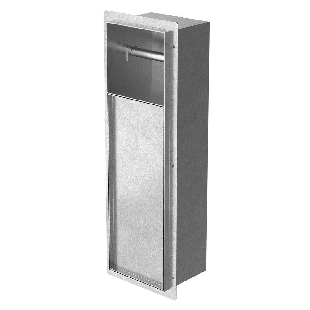 LuxeBath Toilettenpapierhalter Unterputz-Schrankmodul Edelstahl für Klobürstengarnitur befliesbar, Silber 60x20x14 cm Badezimmerschrank für Toilettenbürste WC Wandnische
