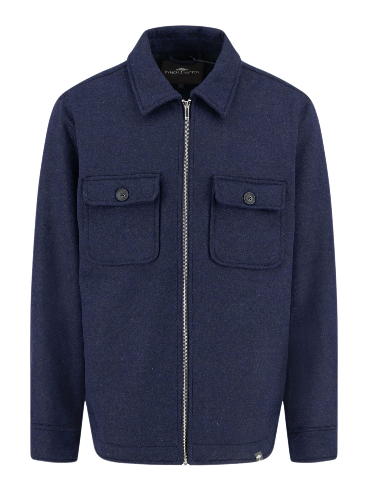 FYNCH-HATTON Outdoorjacke blau,Casual,Polyester,Meliert,Umlegekragen,Lang,Gerade