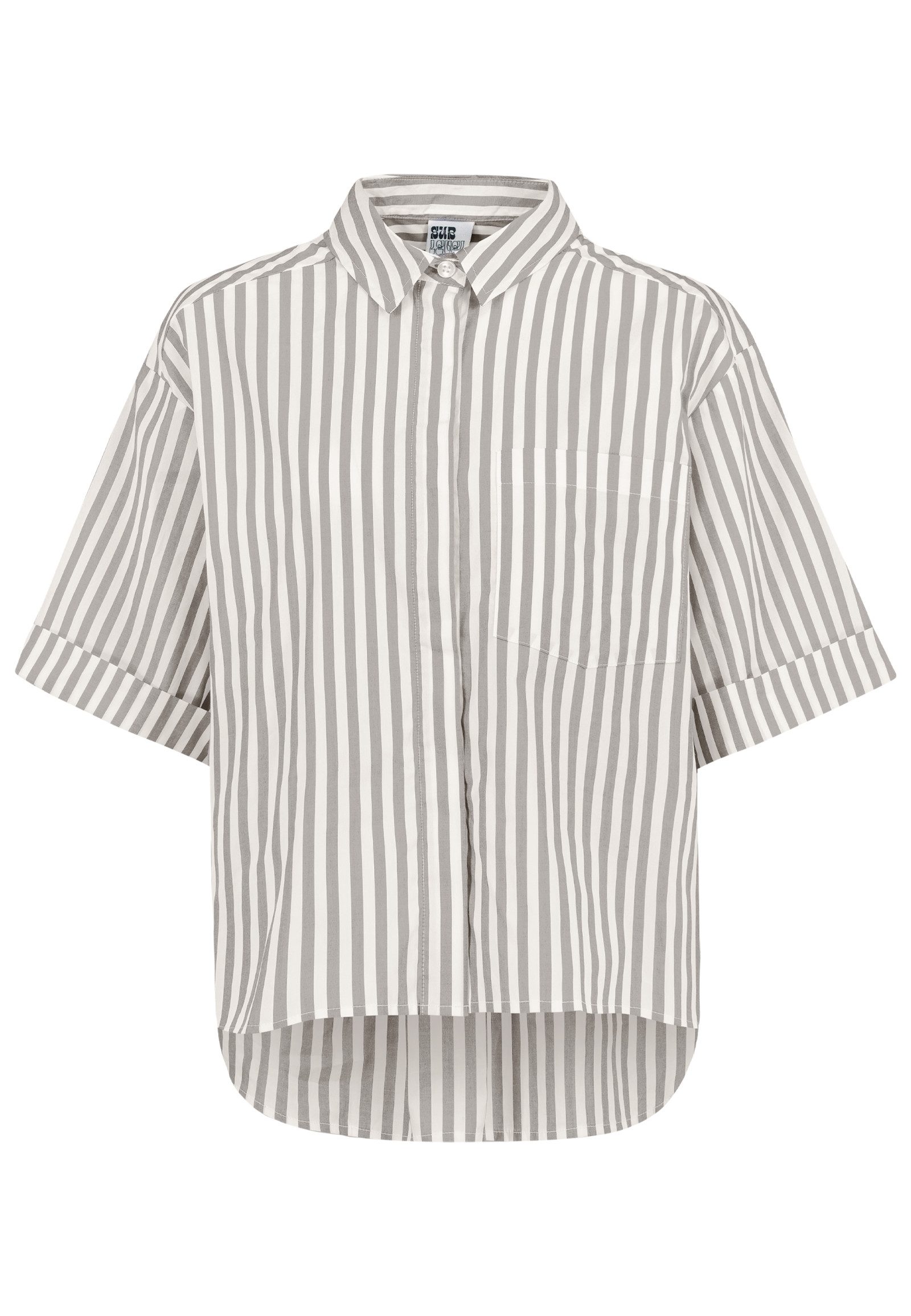 Kurzarmbluse Damen Kurze Bluse mit Streifenmuster