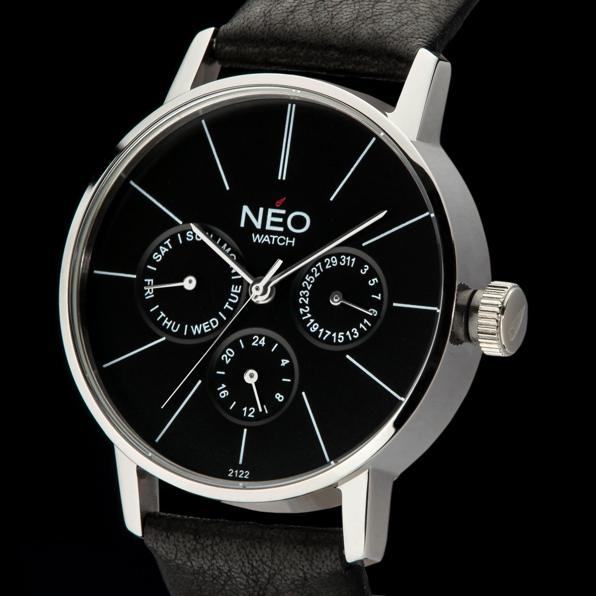 Neo Watch Multifunktionsuhr Minimalism Schwarz N4-002, 24-Std. Anzeige, Datumsanzeige