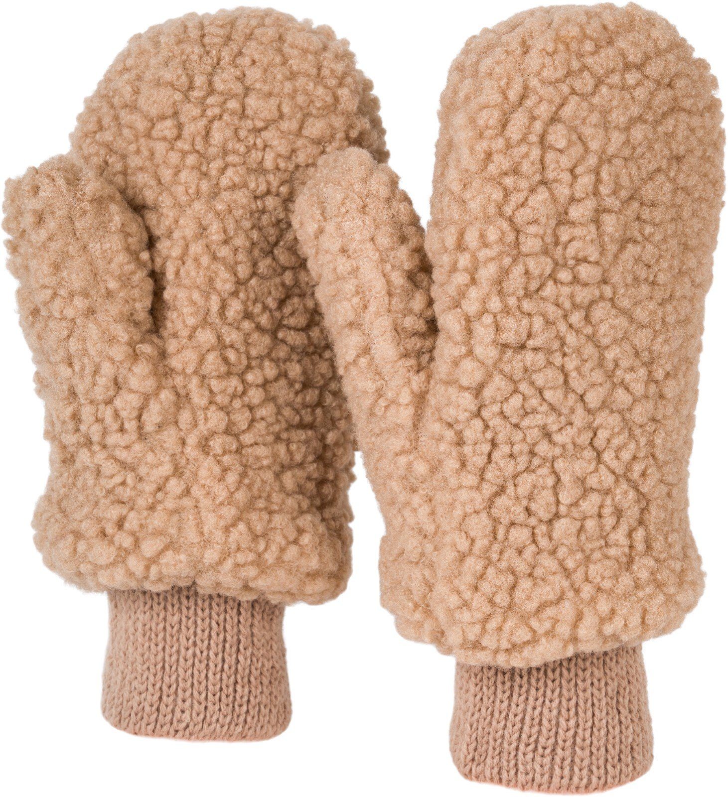styleBREAKER Fleecehandschuhe Strick Fäustlinge Teddyfell (1-St) günstig online kaufen