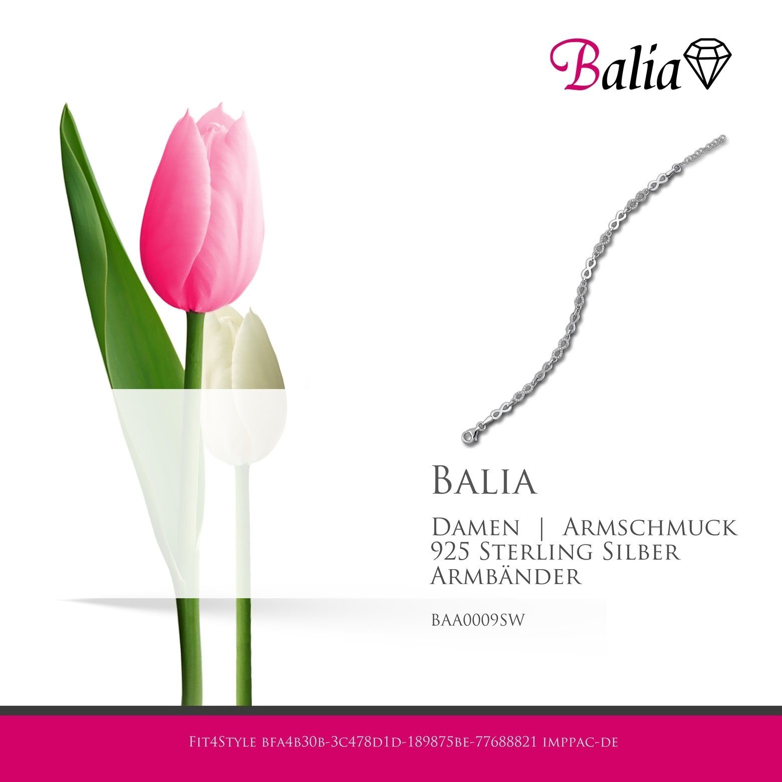 Balia Silberarmband Balia Armband ca. Silber, Armband für (Armband), bis 925 Damen silber Damen Zirkonia (Infinity) Farbe 18cm 21cm, poliert