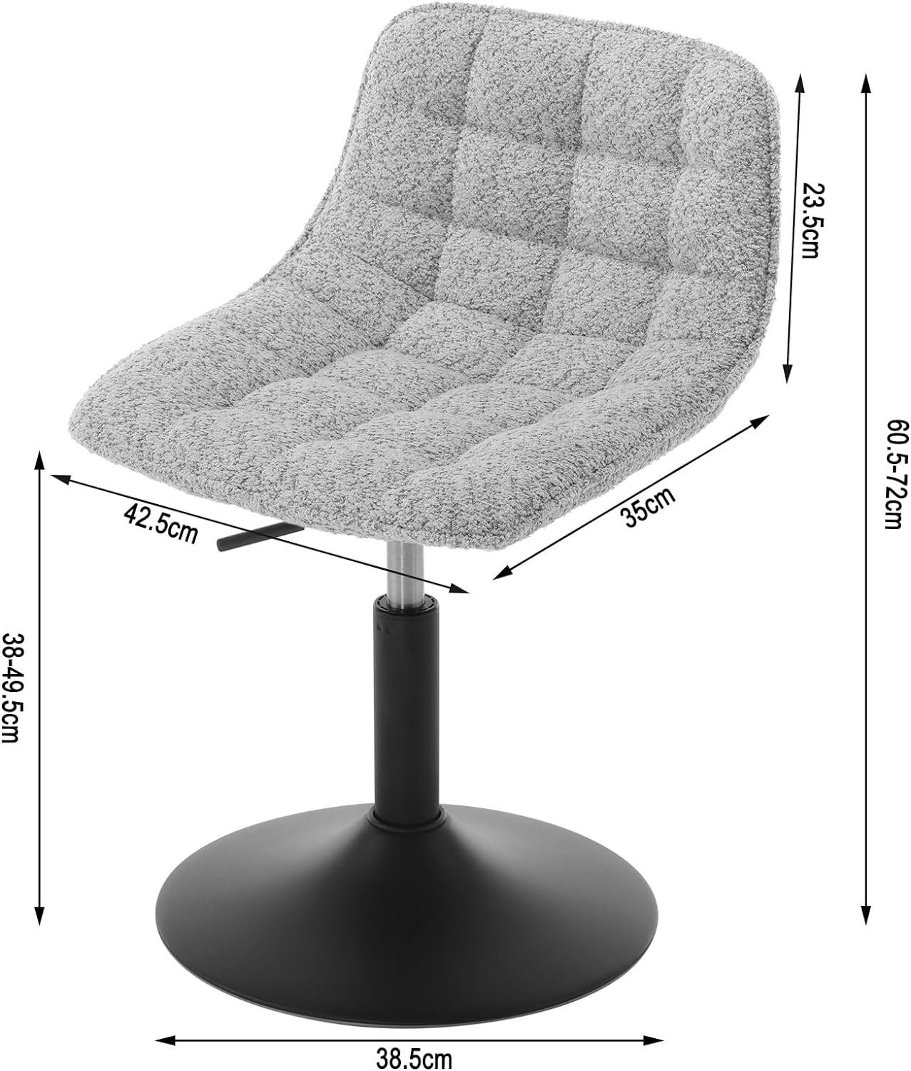 Woltu Barhocker (1 St), grau, Schminkhocker höhenverstellbarer Hocker, 360° drehbar