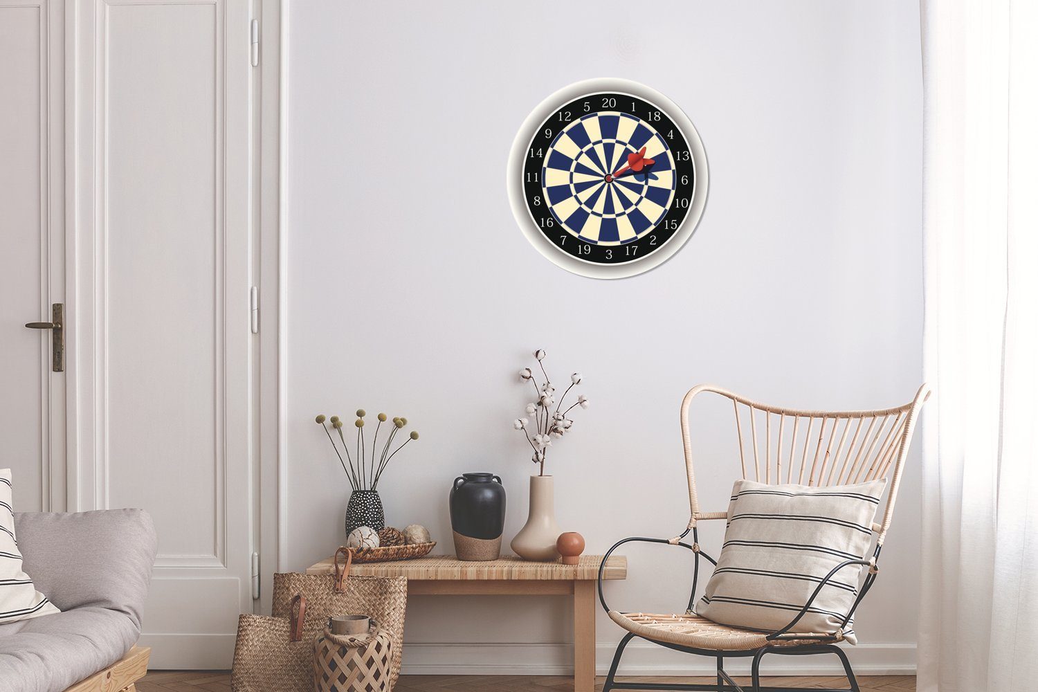 Eine Wohnzimmer, Pfeils Wandbild, 30x30 Rundes Forex, in einer Illustration MuchoWow Kreis Gemälde eines Wanddekoration cm Dartscheibe, (1 St),