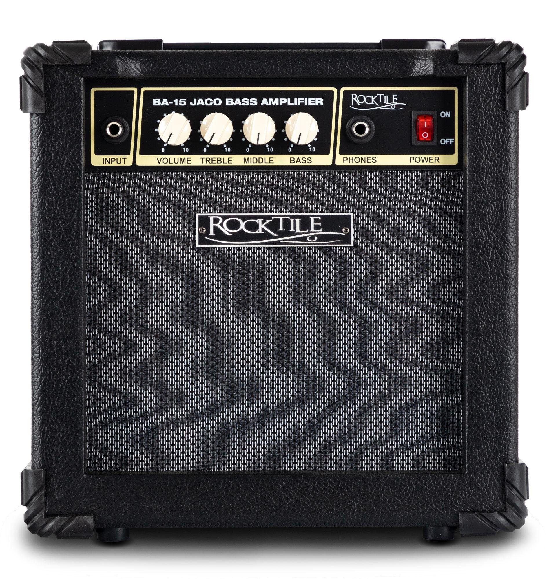 Rocktile BA-15 Jaco Basscombo Verstärker (15 W, Bassverstärker im Combo-Format - Für aktive und passive Bässe)