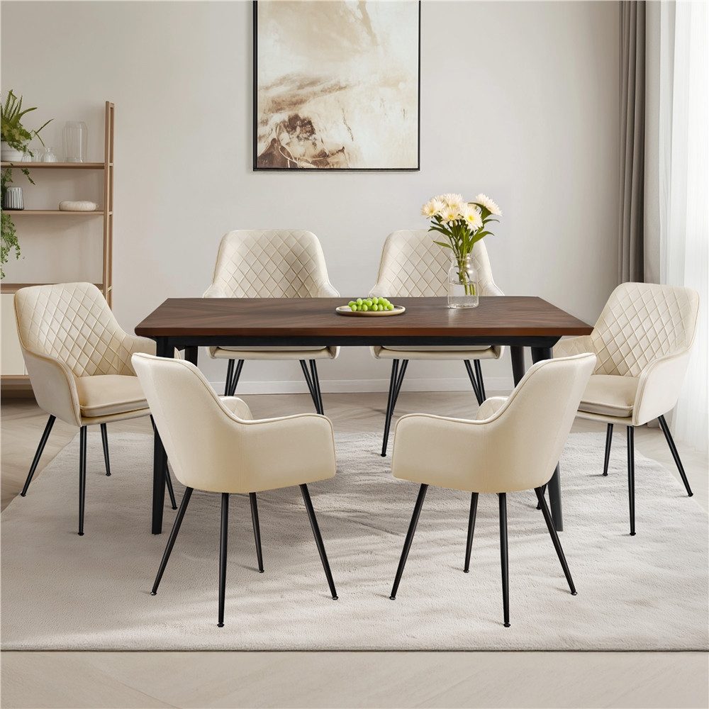 Yaheetech Esszimmerstuhl Küchenstühle (2 St), Stuhl-Set Polsterstühle mit Armlehnen und Metallbeine