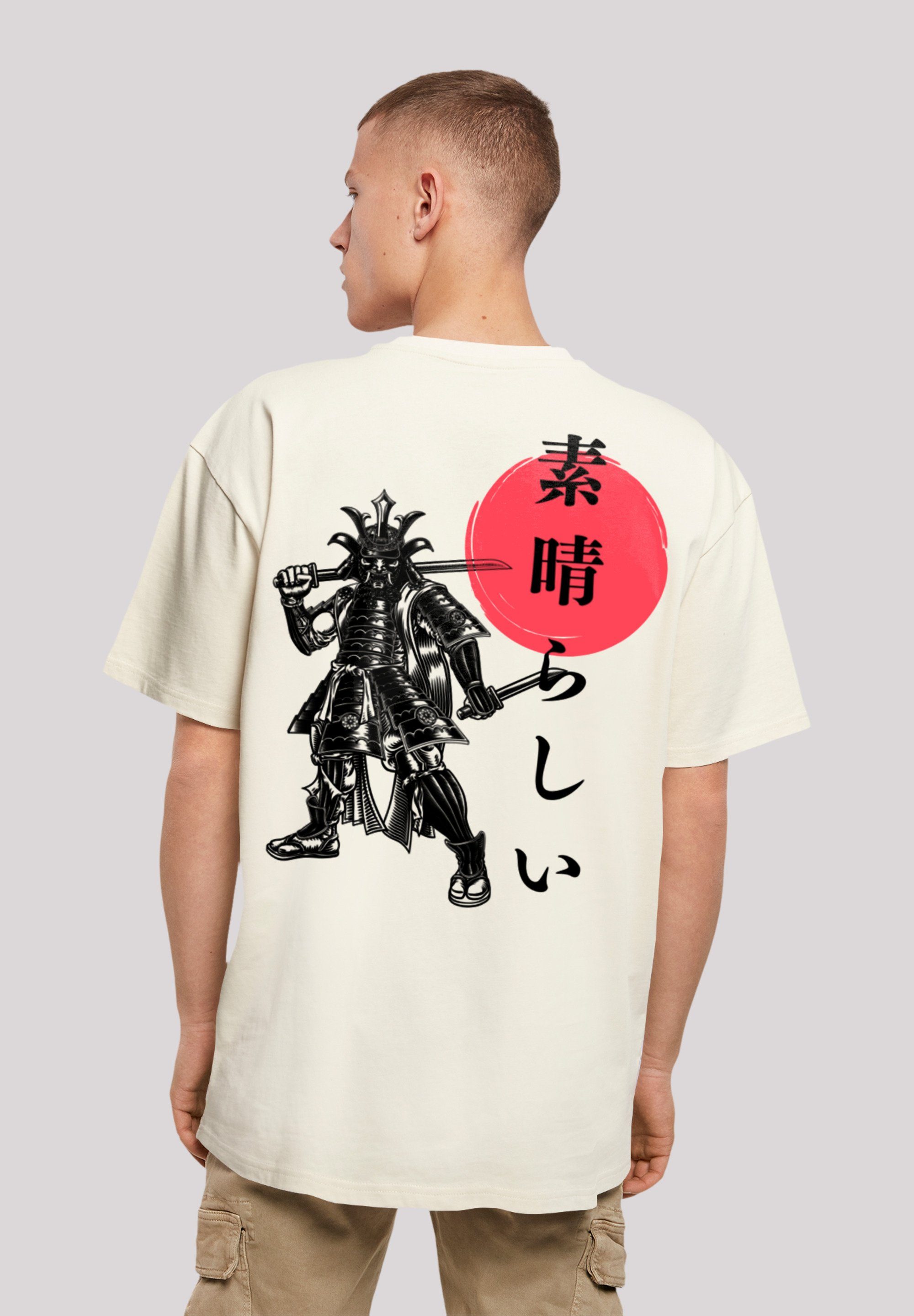 F4NT4STIC T-Shirt Samurai Japan Grafik Print sand