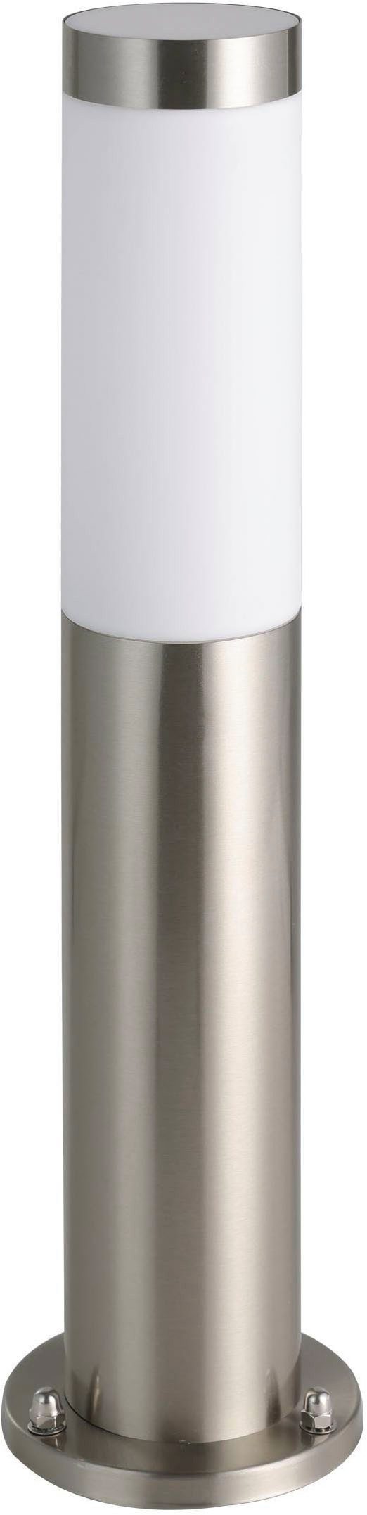 EGLO Stehlampe Helsinki Stehlampe, Außenleuchte, silber, weiß, E27, IP44, Lampe, ohne Leuchtmittel, Stehleuchte - H45 x Ø7,5 cm - edelstahl - 1X12W exkl.