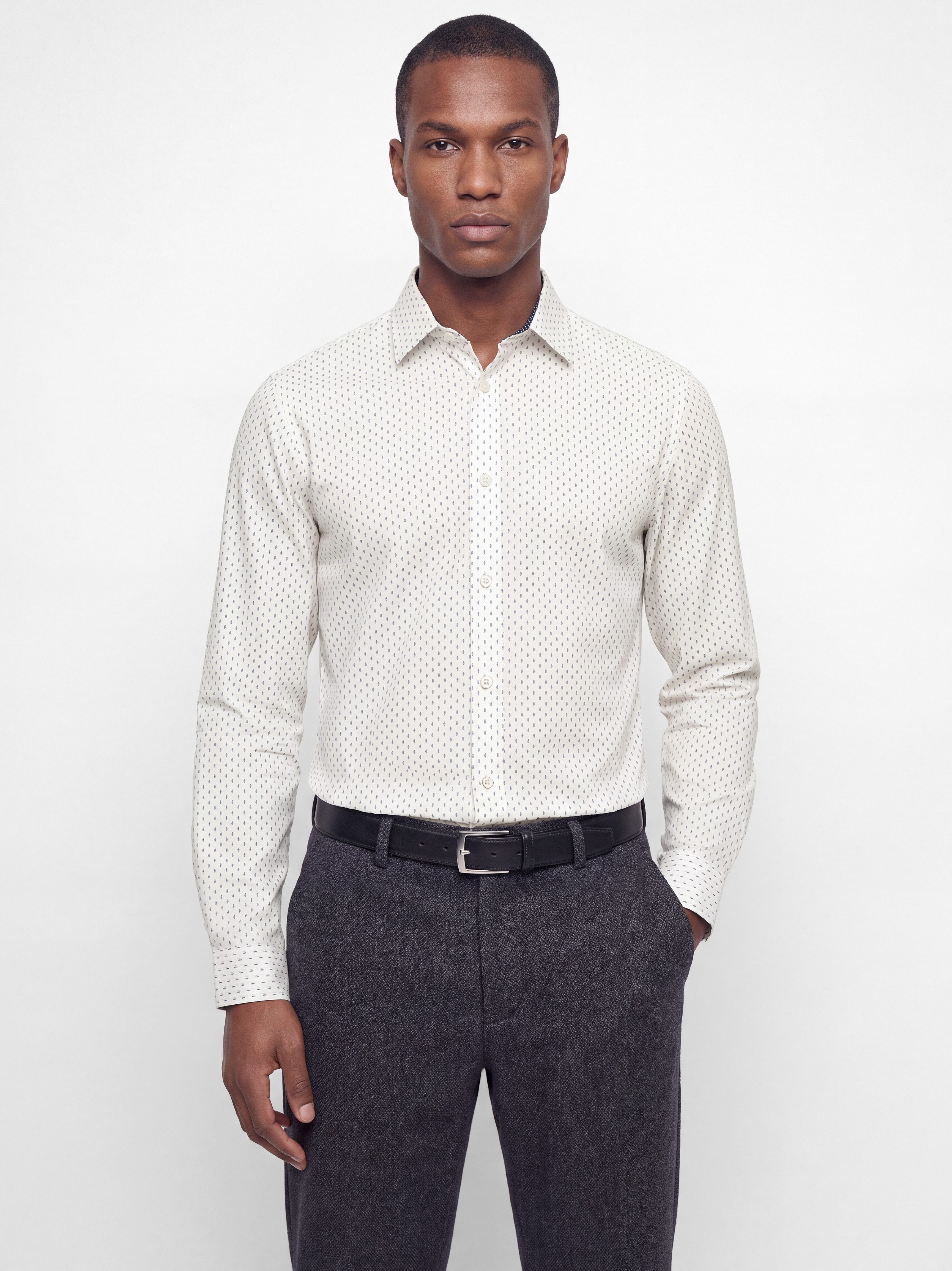 Jack & Jones Langarmhemd JJMATHEO DETAIL PRINT SHIRT L/S Baumwollmischung, slim fit