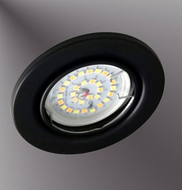TRANGO LED Einbauleuchte, 3er Set 6729-035M36K LED Einbaustrahler Schwarz matt inkl. 3x 5 Watt CCT Farbtemperatur Steuerung 2700K-4000K-6500K LED Modul, Einbauspot, Deckenleuchte, Downlight, Deckenlampe