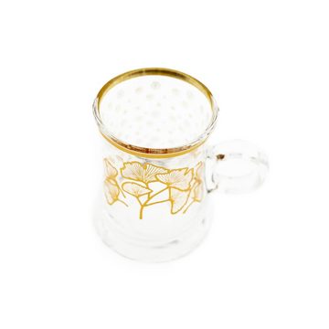 Almina Teeglas 12-Teiliges Set mit Henkel silberne und goldene Details 100 ml