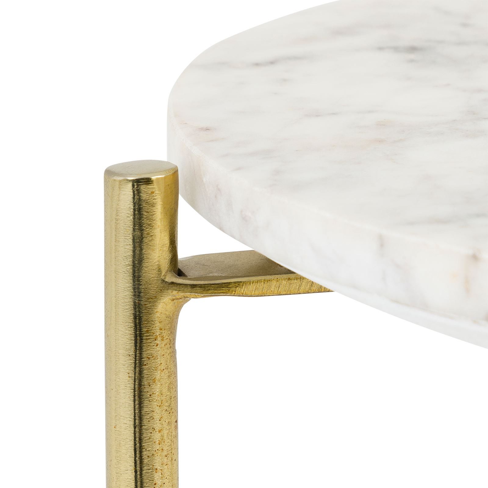 IDIMEX Beistelltisch CRATO, Couchtisch rund 36 cm mit Marmorplatte und Metallgestell Bronze/Weiß