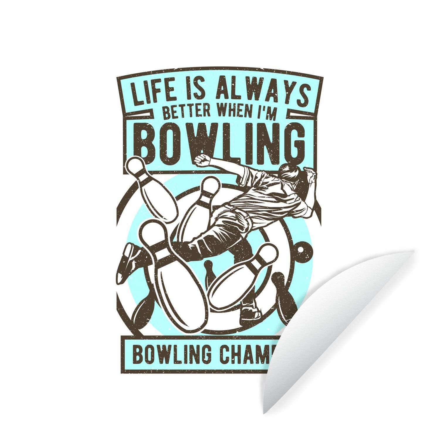 MuchoWow Wandsticker Bowling - Zitate - Jahrgang (1 St), Tapetenkreis für Kinderzimmer, Tapetenaufkleber, Rund, Wohnzimmer