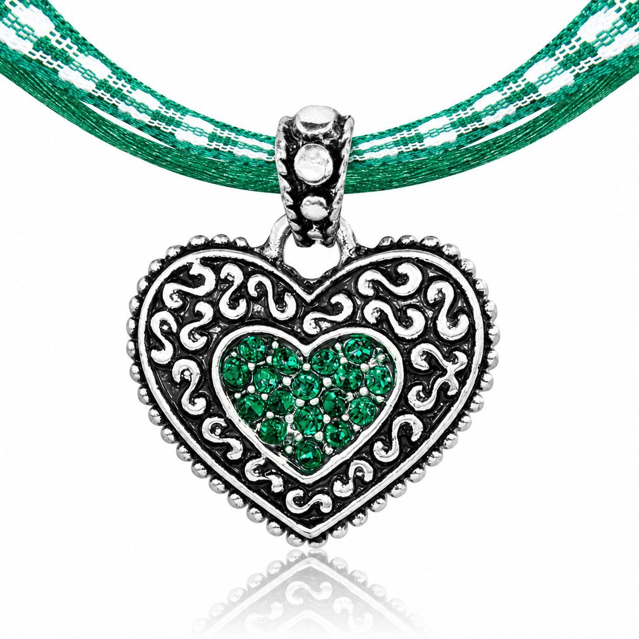 LUISIA® Herzkette LUISIA® Kinder Halskette "Herz" kariert mit Kristallen von Swarovski®