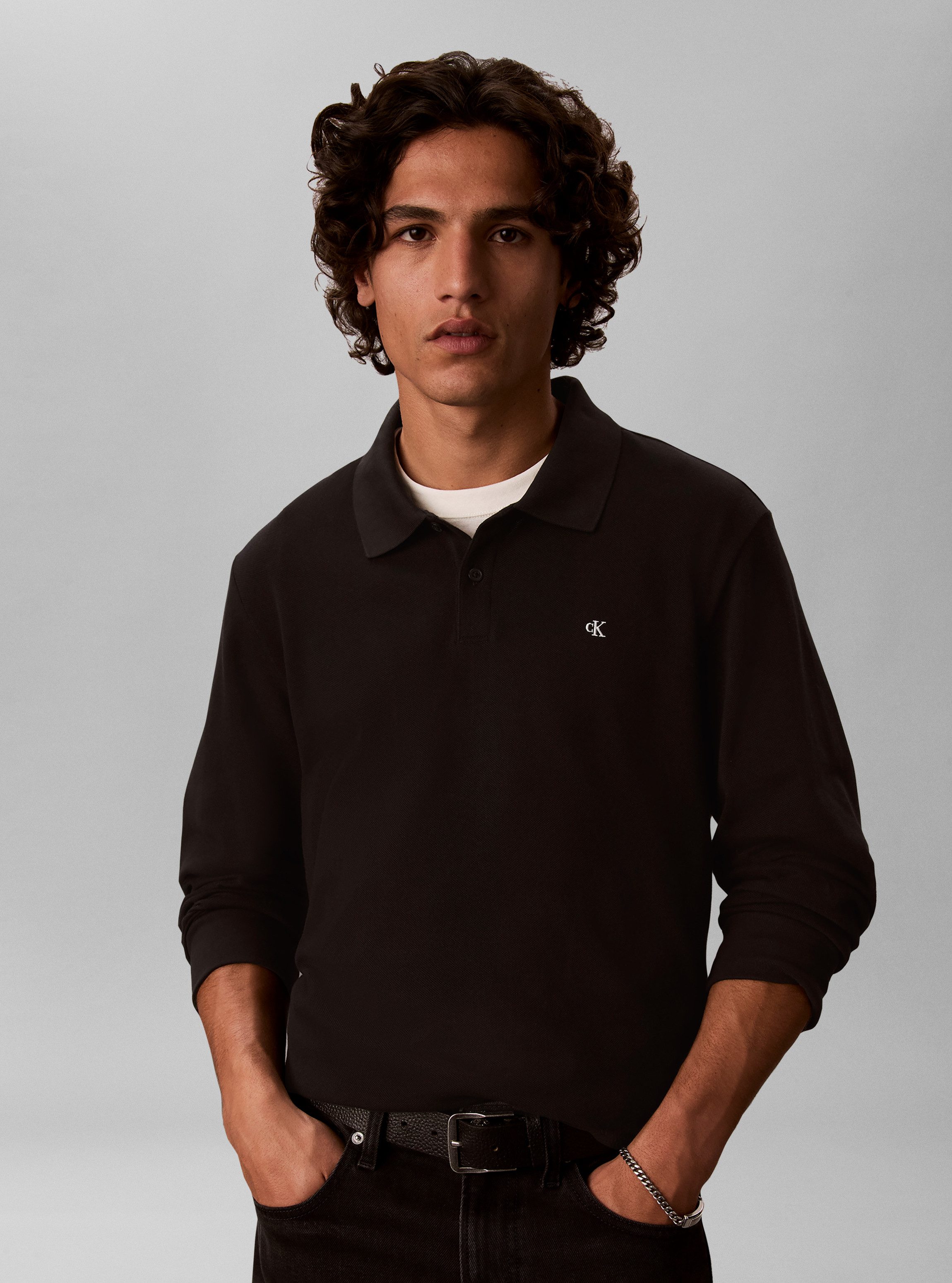 Calvin Klein Jeans Langarm-Poloshirt PIQUE EASY POLO Regular fit mit Polokragen