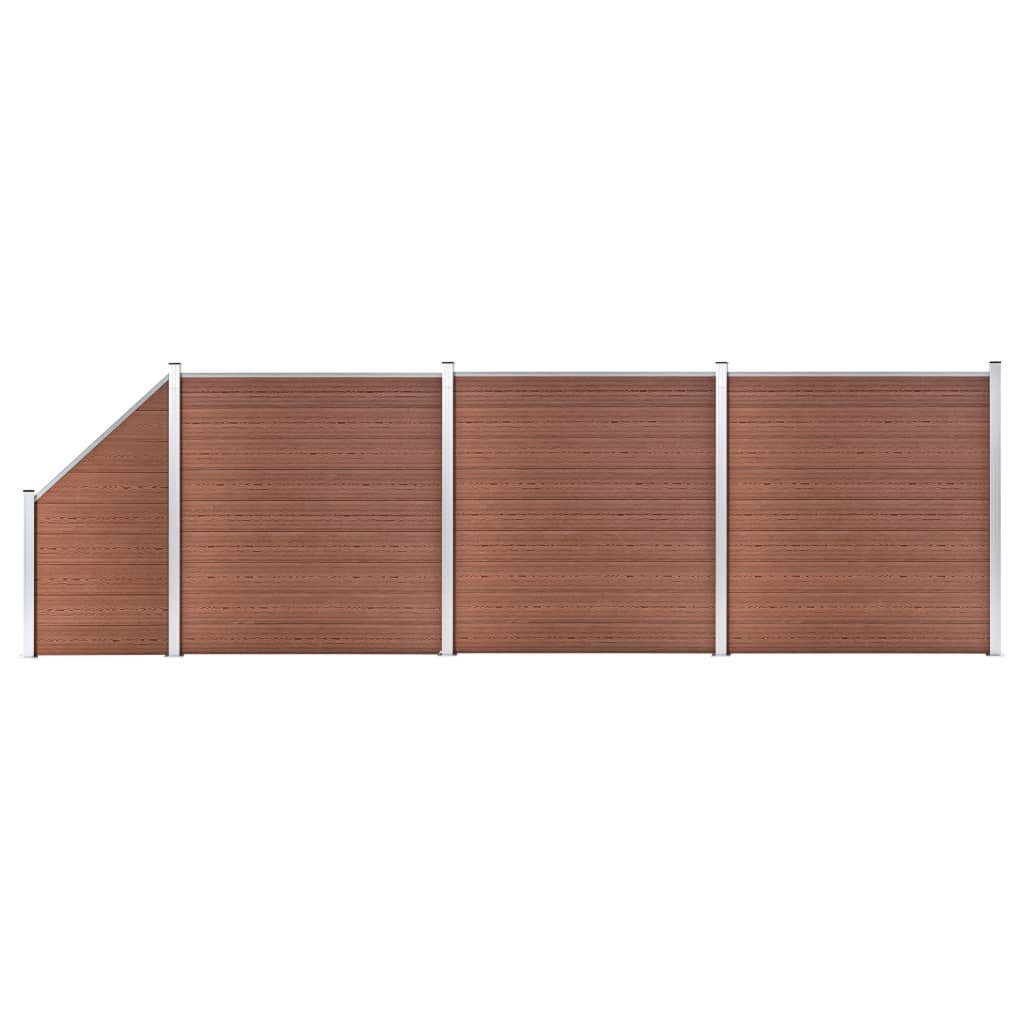 vidaXL Gartenzaun WPC Zaun-Set 3 Quadrate + 1 Schräge 619x186 cm Braun, (1-St)