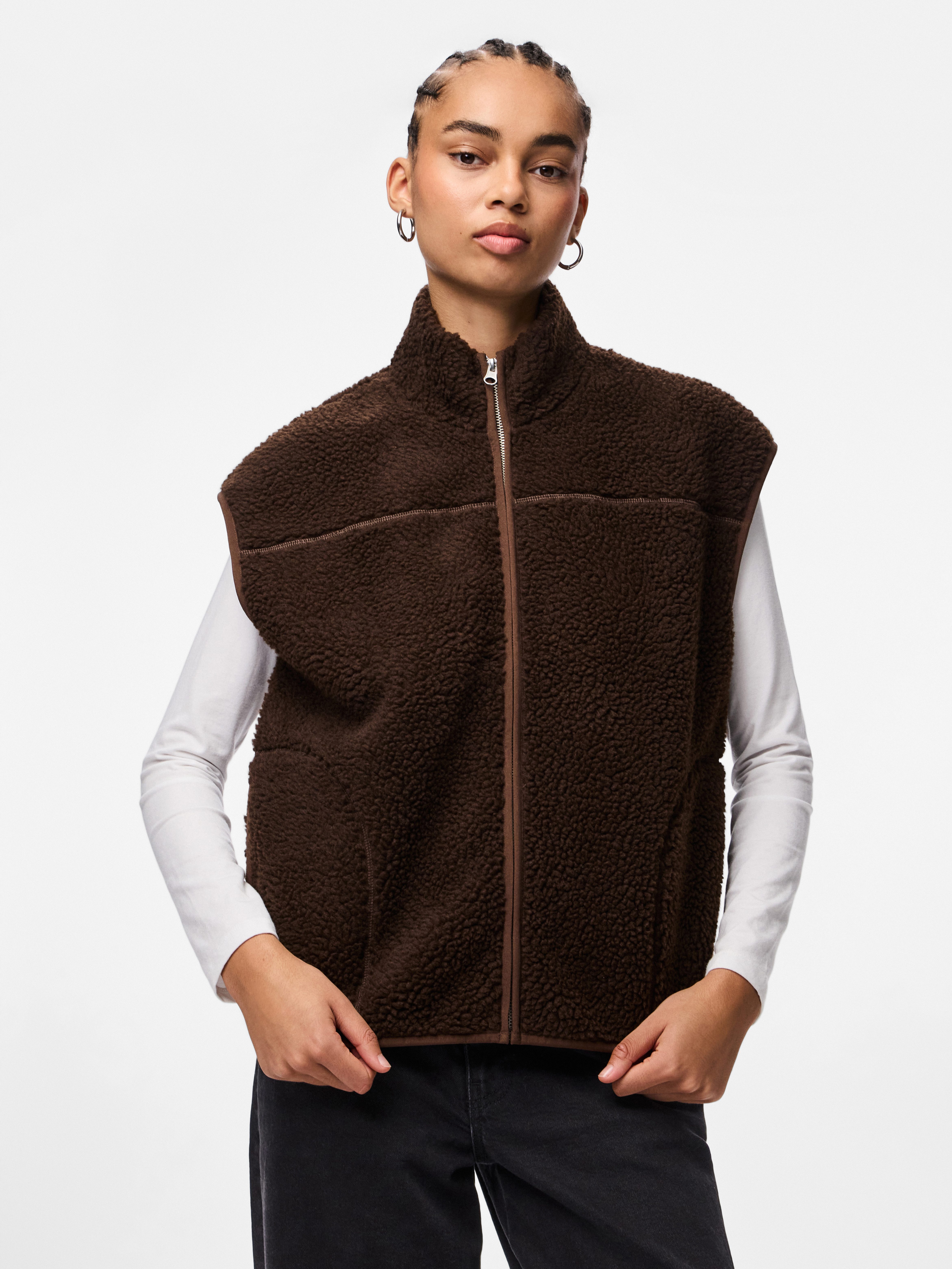pieces Plüschweste PCSADIA TEDDY VEST NOOS BC Kunstfaser