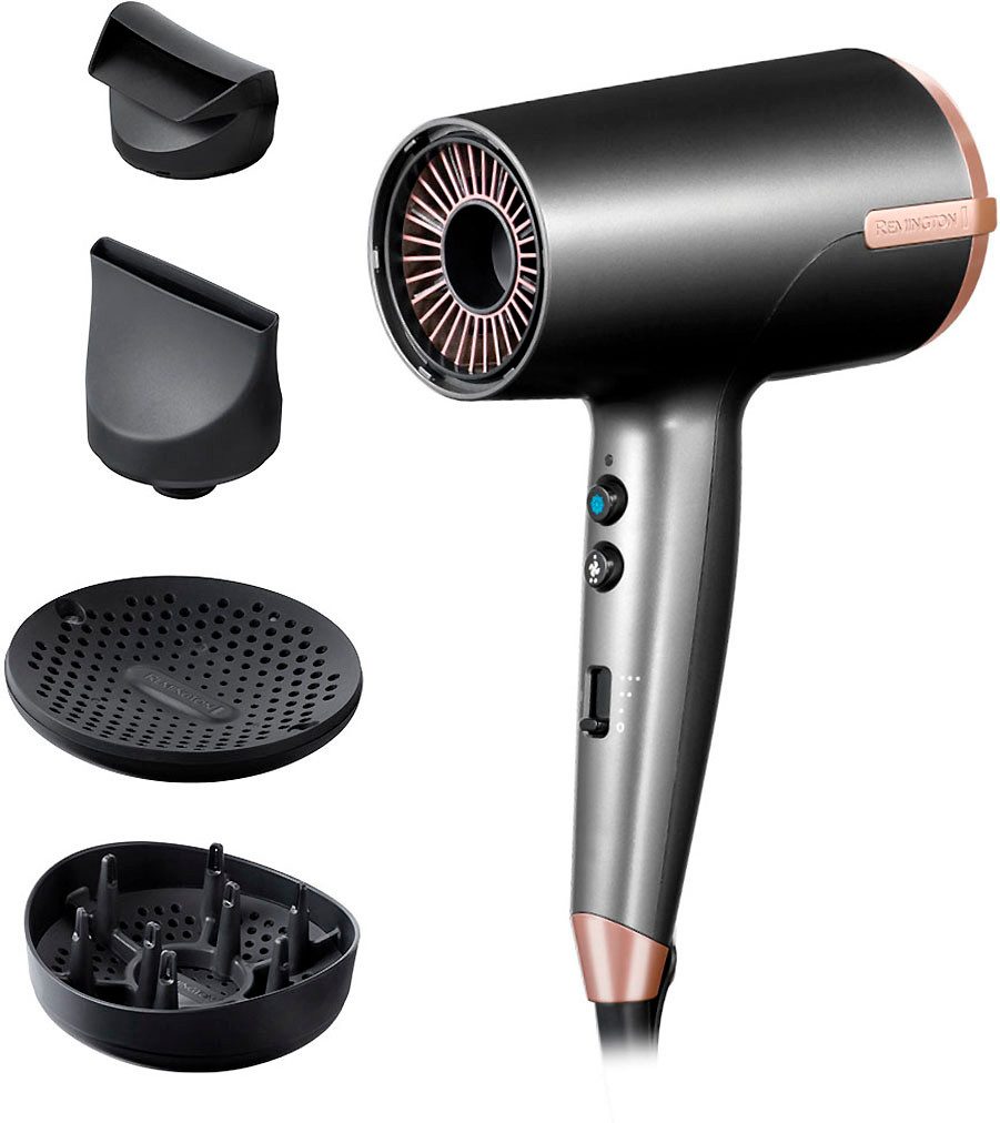 Remington Haartrockner D6077 ONE Dry & Style Hairdryer, 2000 W, 120 km/h Luftstrom, 4 Aufsätze, 8 Heiz-& Geschwindigkeitskombinationen