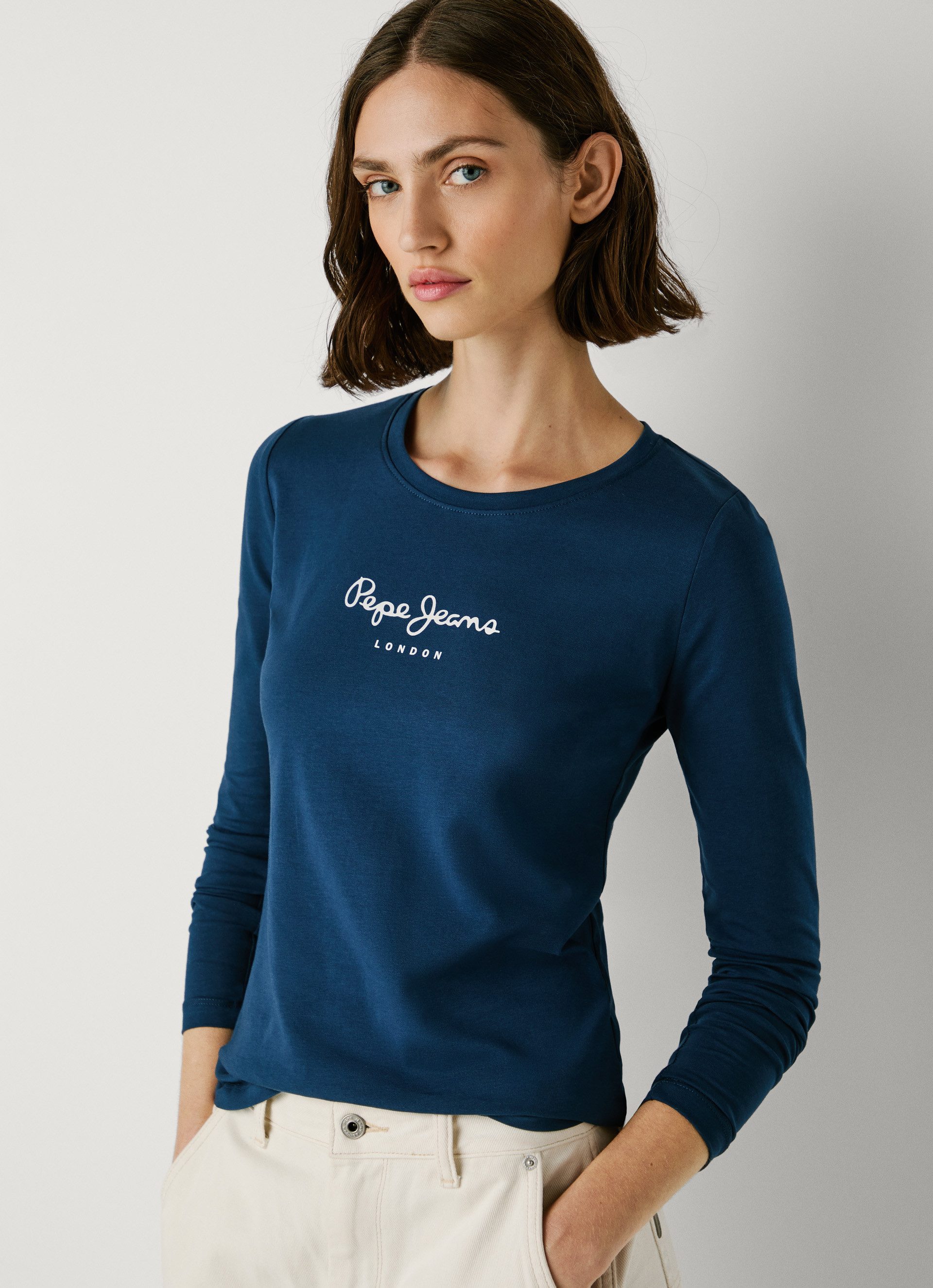 Pepe Jeans Langarmshirt NEW VIRGINA L/S mit Logo-Print
