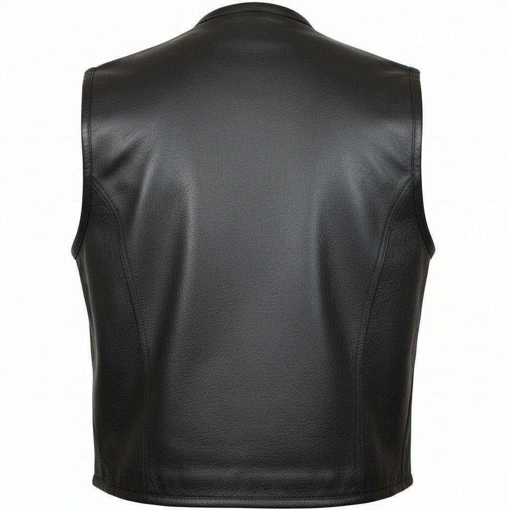 MDM Motorradweste Herren Biker Lederweste Kutte ohne Taschen, Schnallen Verschluss Echtes Rindsleder, Ideal für Clubpatches