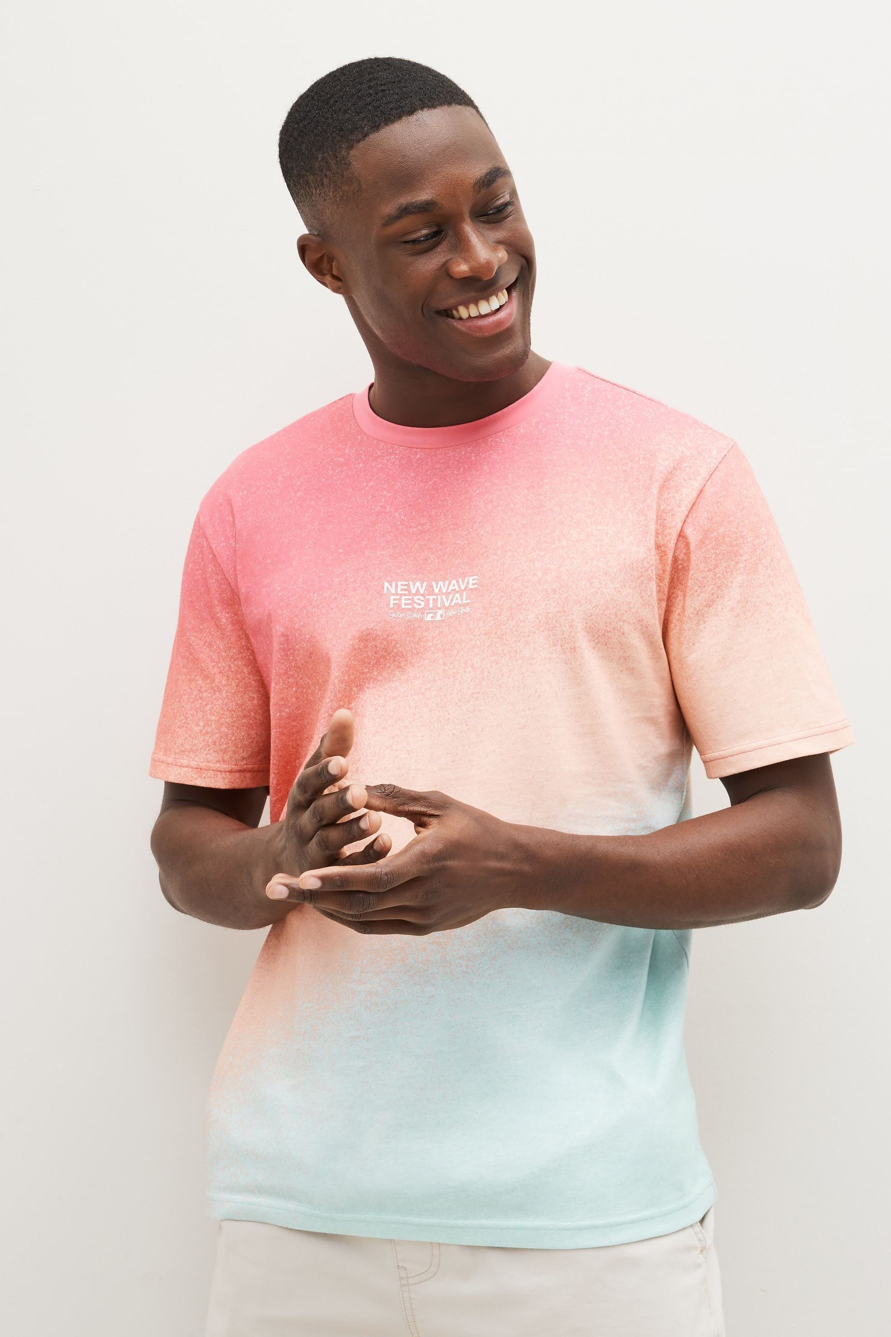 in Next Tauchfärboptik Pink T-Shirt (1-tlg) T-Shirt