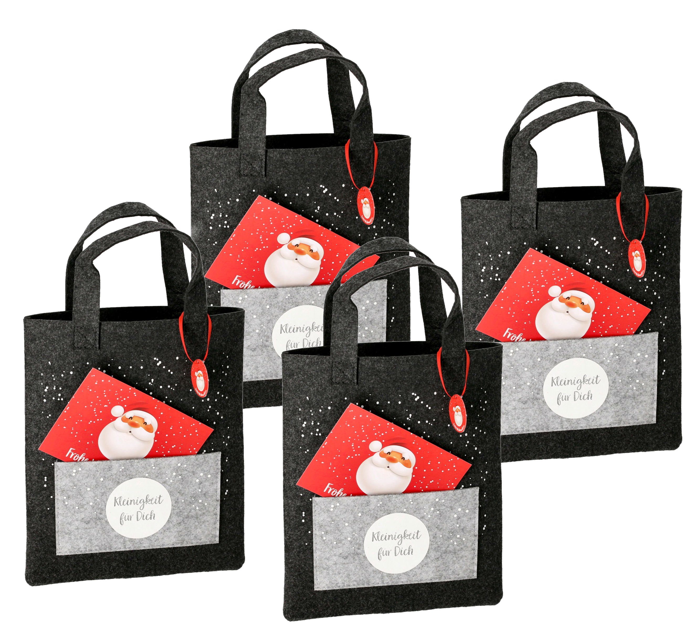 Spetebo Geschenkpapier Filz Weihnachts Geschentasche anthrazit - 4er Set, Noname (4St), Stofftasche Flaschentüte Wichtelgeschenk