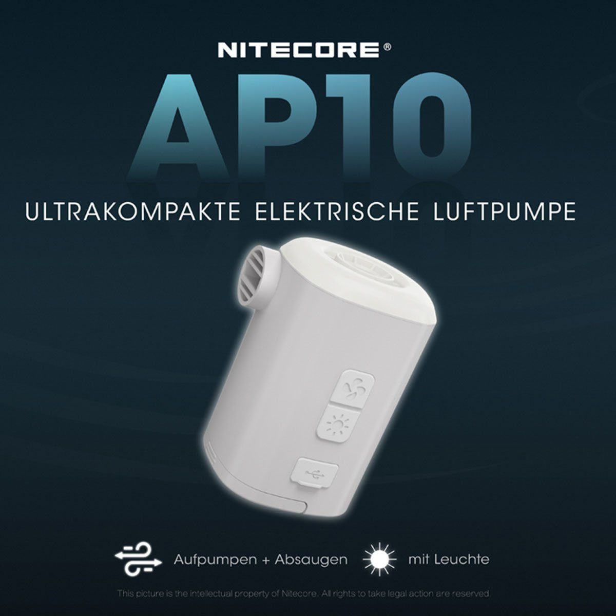 Nitecore LED Stirnlampe AP10 Luftpumpe elektronische mit LED-Leuchte