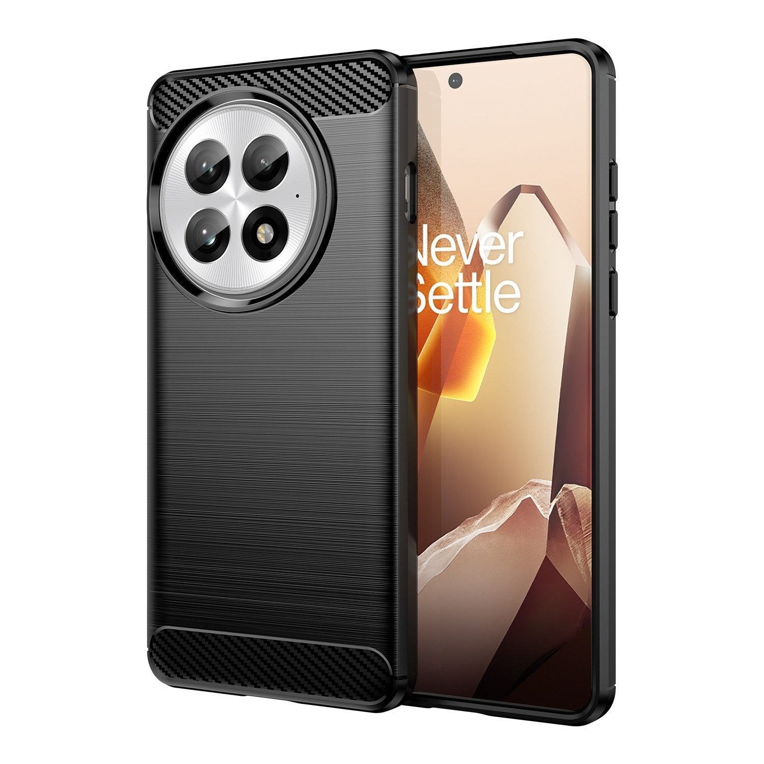 Wigento Handyhülle Für OnePlus 13 Carbon Design Textur TPU Handy Hülle Case Cover Schwarz, Carbon Textur Schutzhülle Smart Case Cover