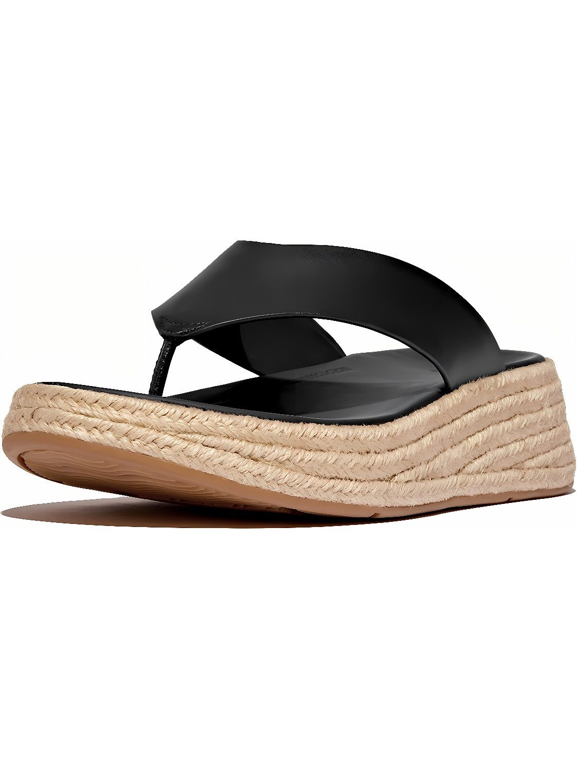 F-Mode Espadrille Leather Flatform T/Post Sandals Sandale