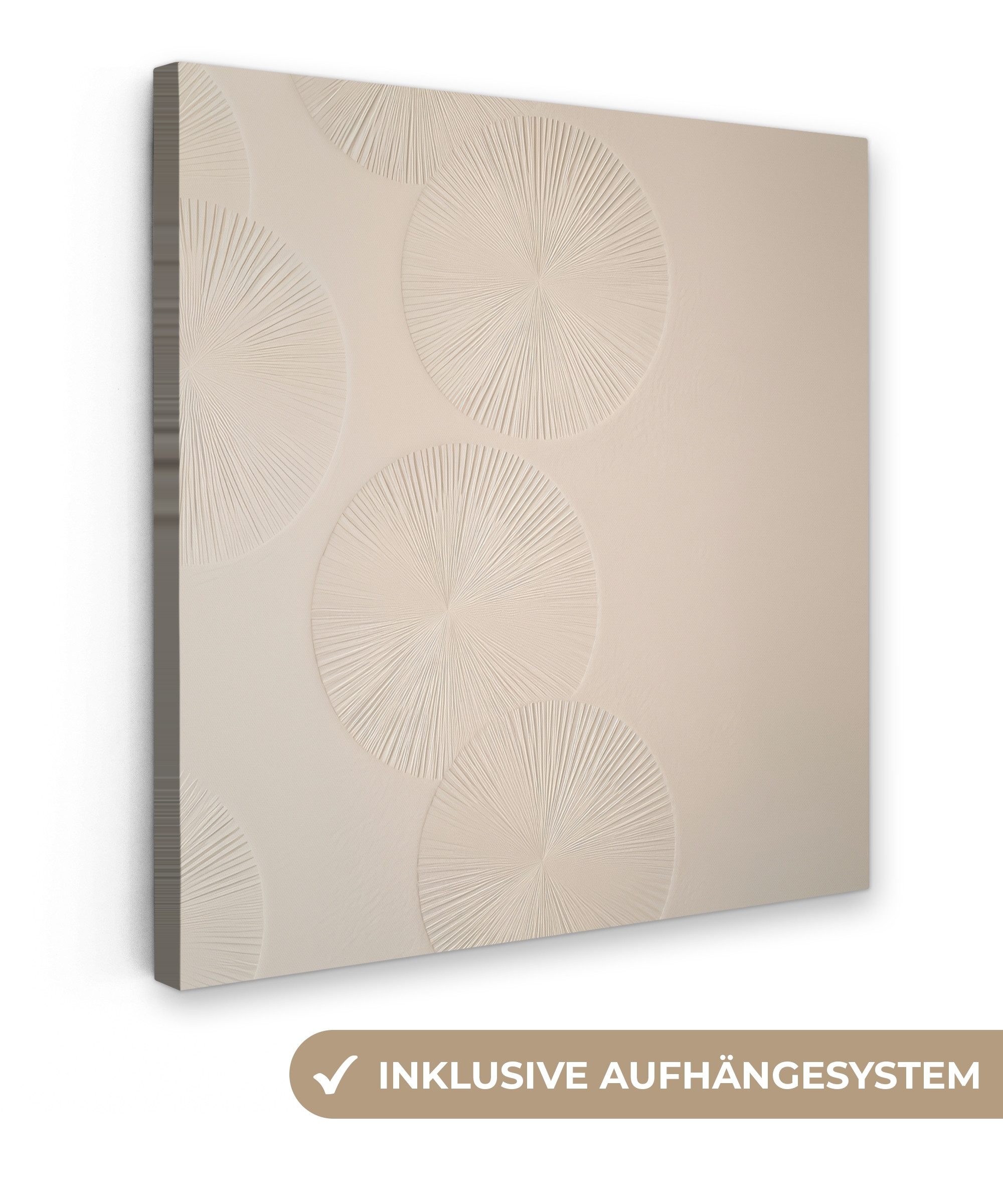 OneMillionCanvasses® Leinwandbild Japandi - Beige - Modern, Fotodruck (1 St), Wandbild, Deko Schlafzimmer Wohnzimmer Flur 20x20 cm
