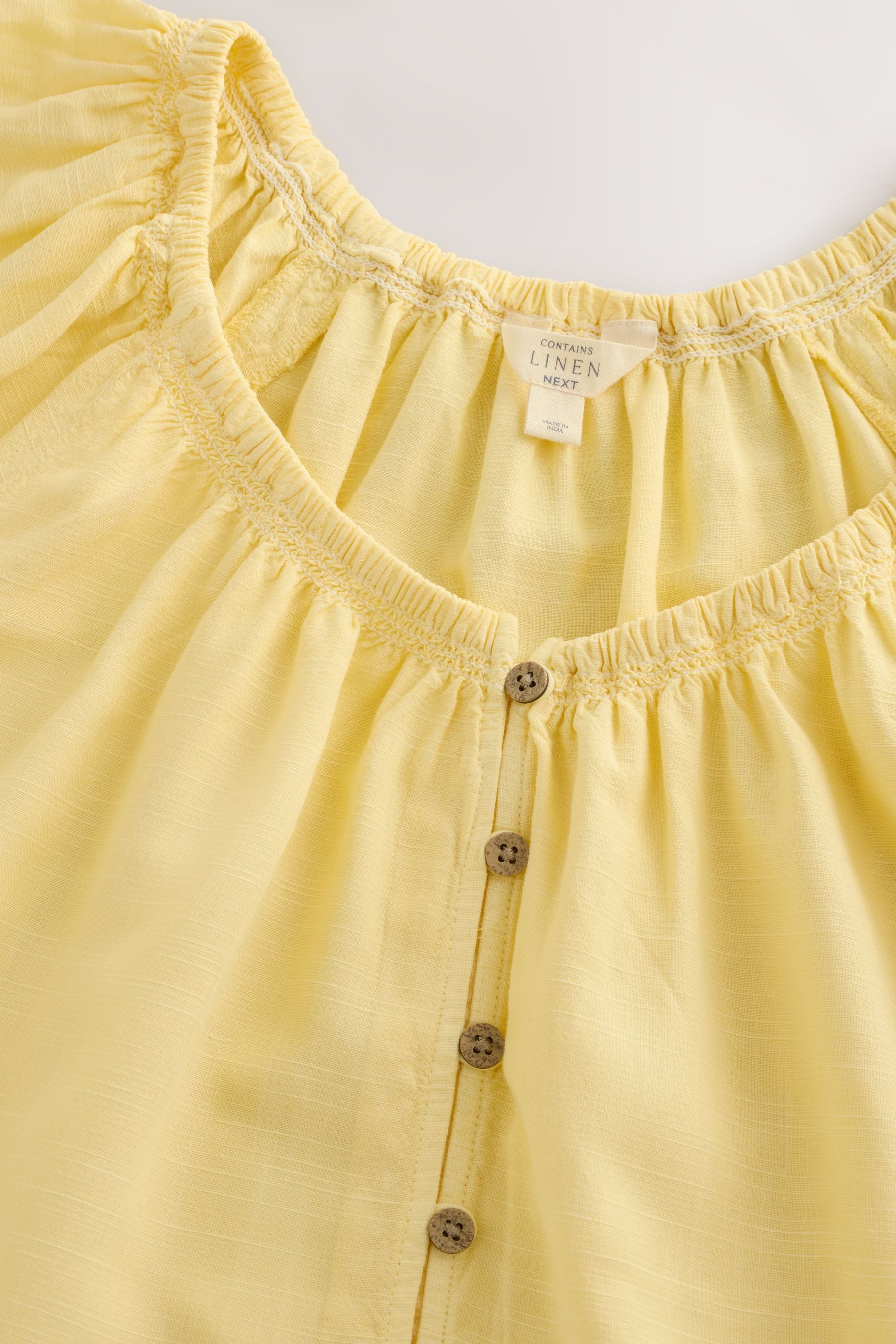 Next Carmenbluse Geknöpftes Bardot-Oberteil mit Puffärmeln (1-tlg) günstig online kaufen