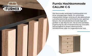 Furnix Hochkommode CALLINI C-5 praktische Kommode mit 4 Schubladen & 1 Tür Eiche Artisan, B101,6 x H85,4 x T40,6 cm