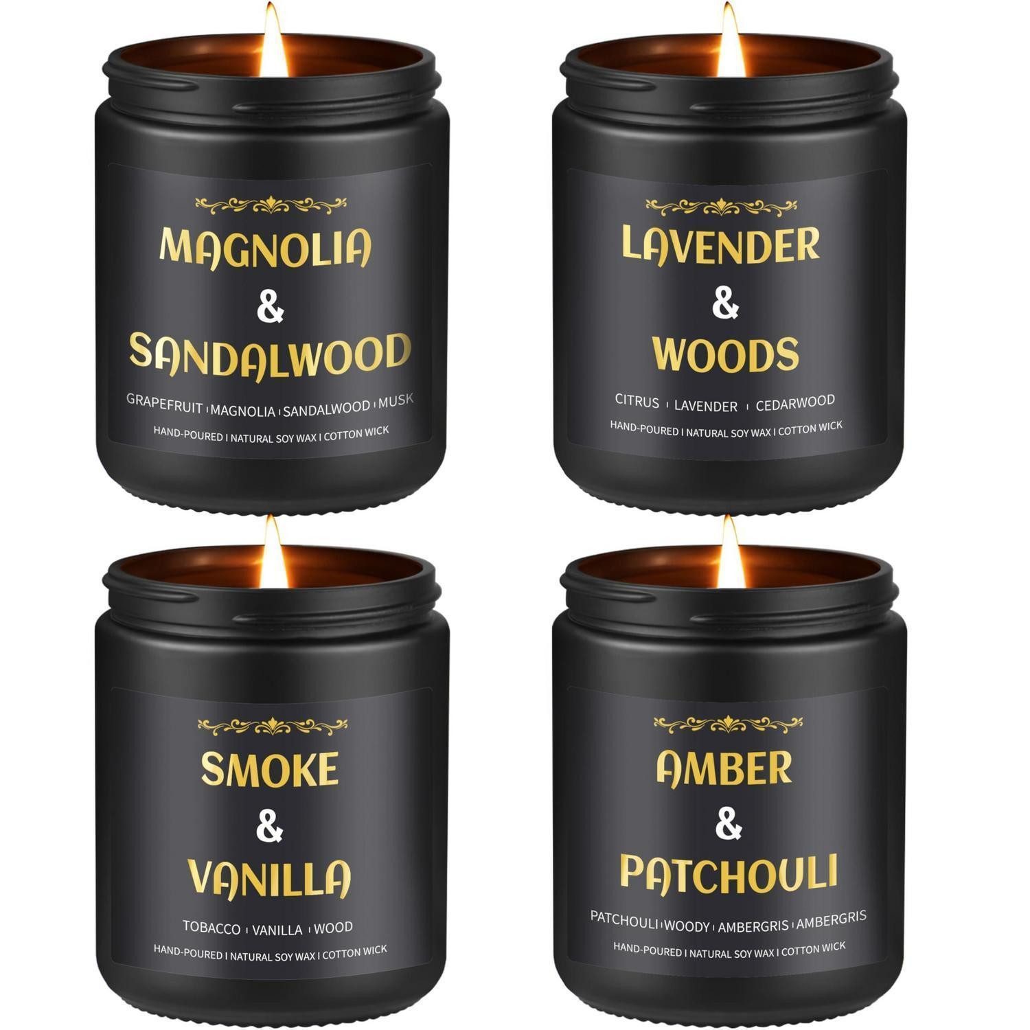 LuxusKollektion Duftkerze Duftkerzen Geschenkset Herren 4er Aromatherapie Sojawachs