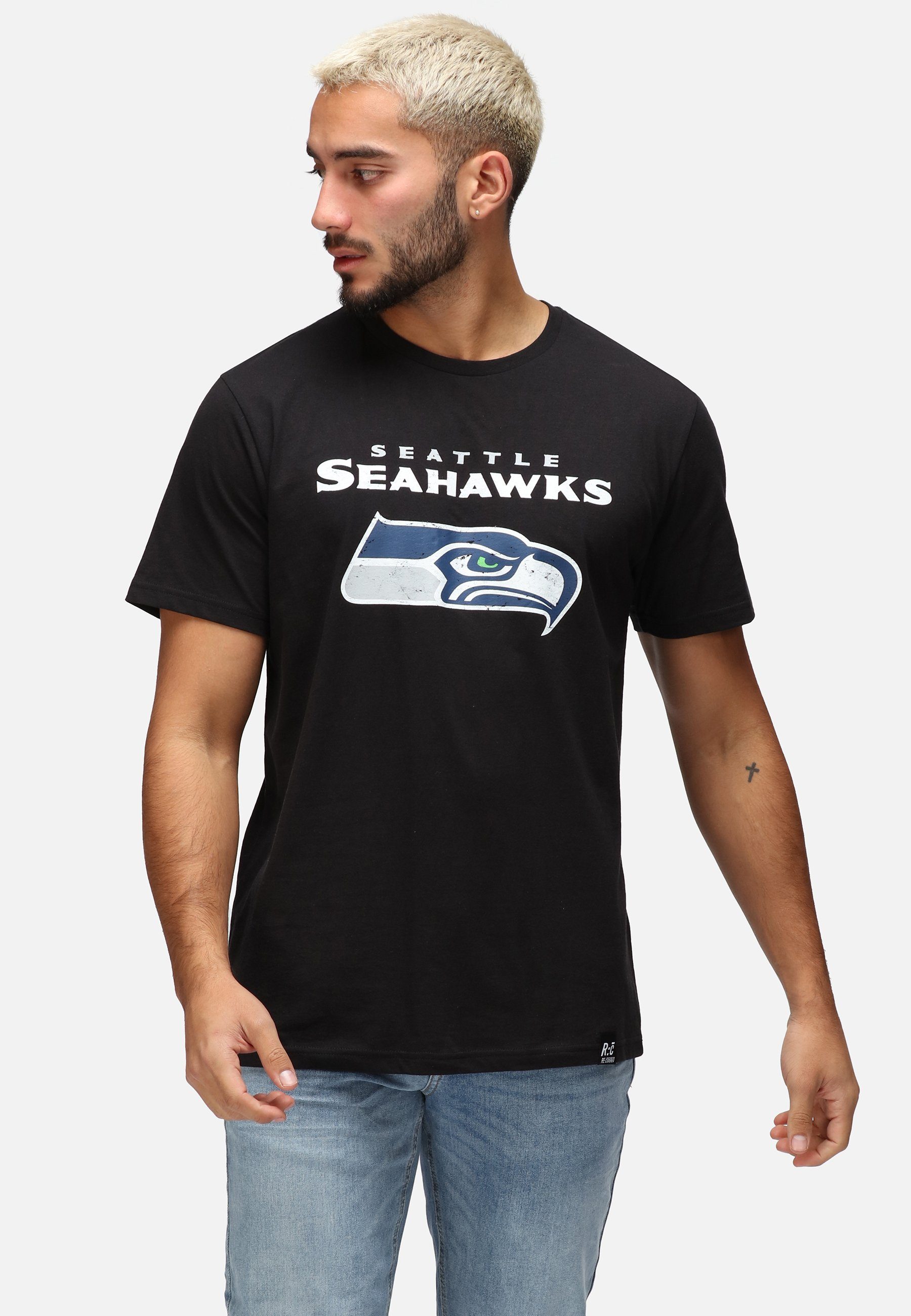 Recovered T-Shirt NFL SEAHAWKS LOGO GOTS zertifizierte Bio-Baumwolle