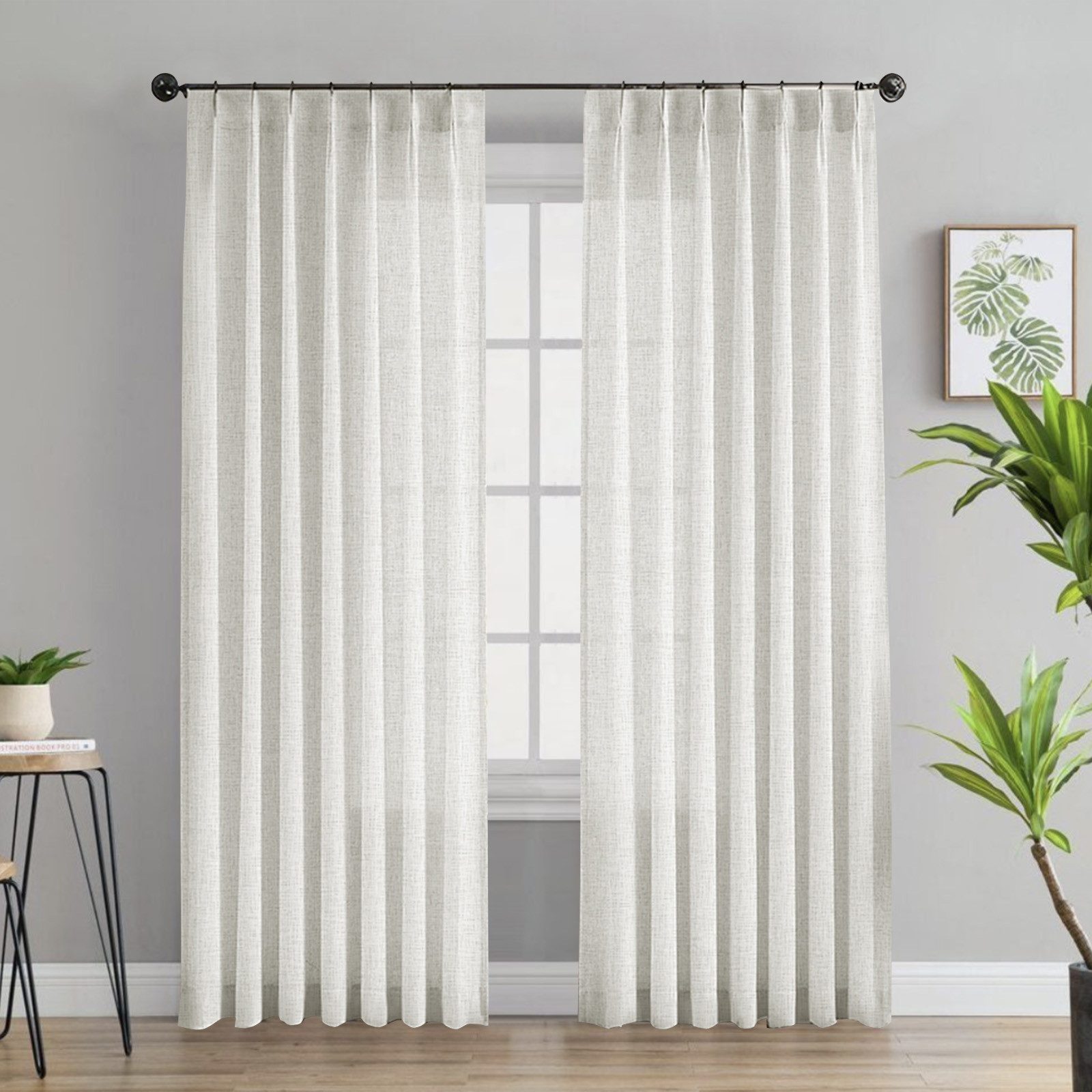 Jibenhome Gardine Leinenoptik Voile Vorhänge Modern günstig online kaufen
